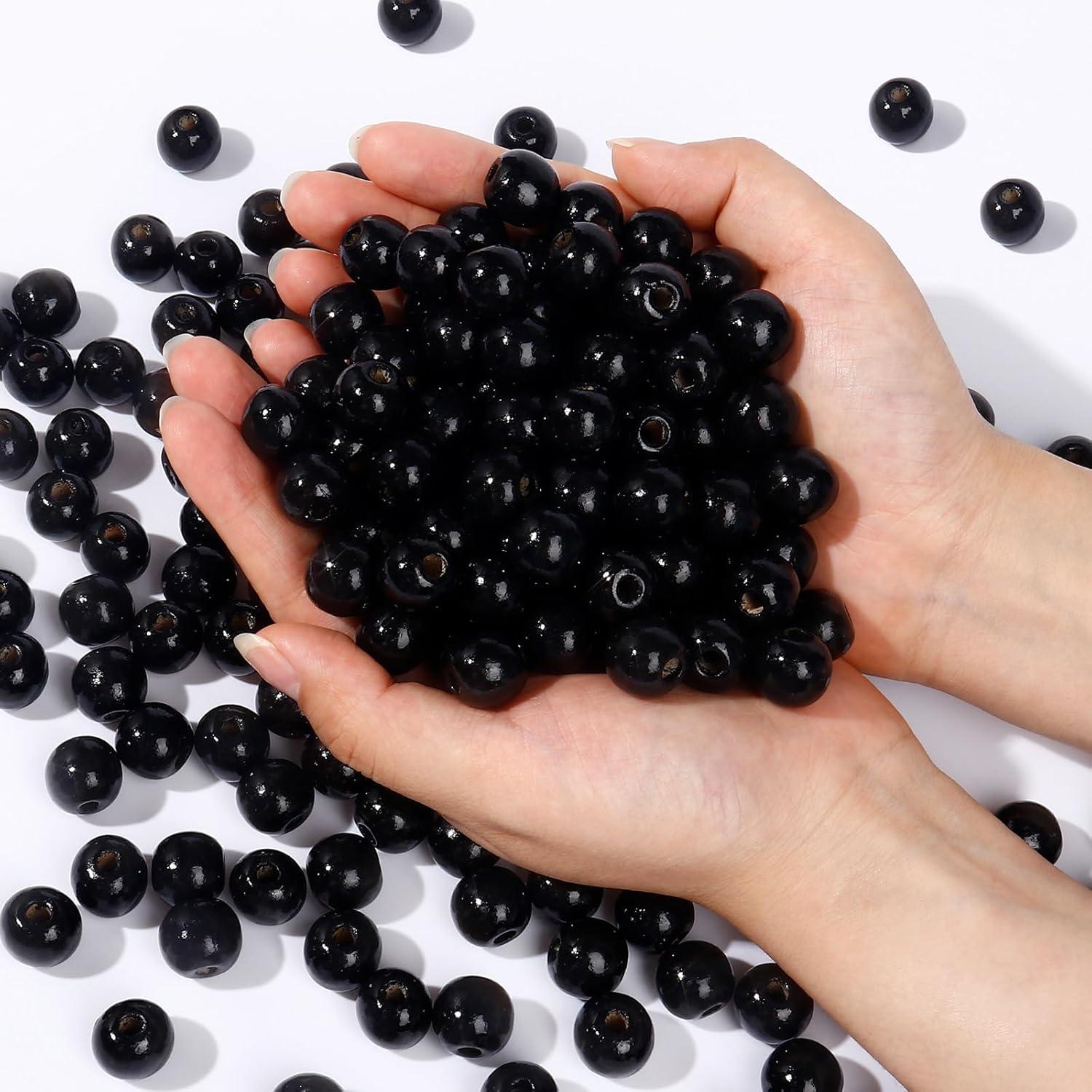 Perlas de Madera Negras 16mm Cadikez 400 Piezas para Manualidades