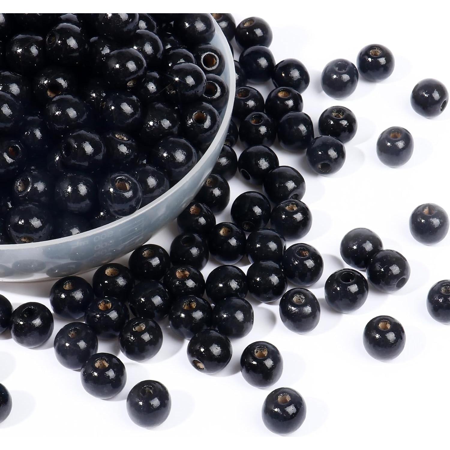 Perlas de Madera Negras 16mm Cadikez 400 Piezas para Manualidades