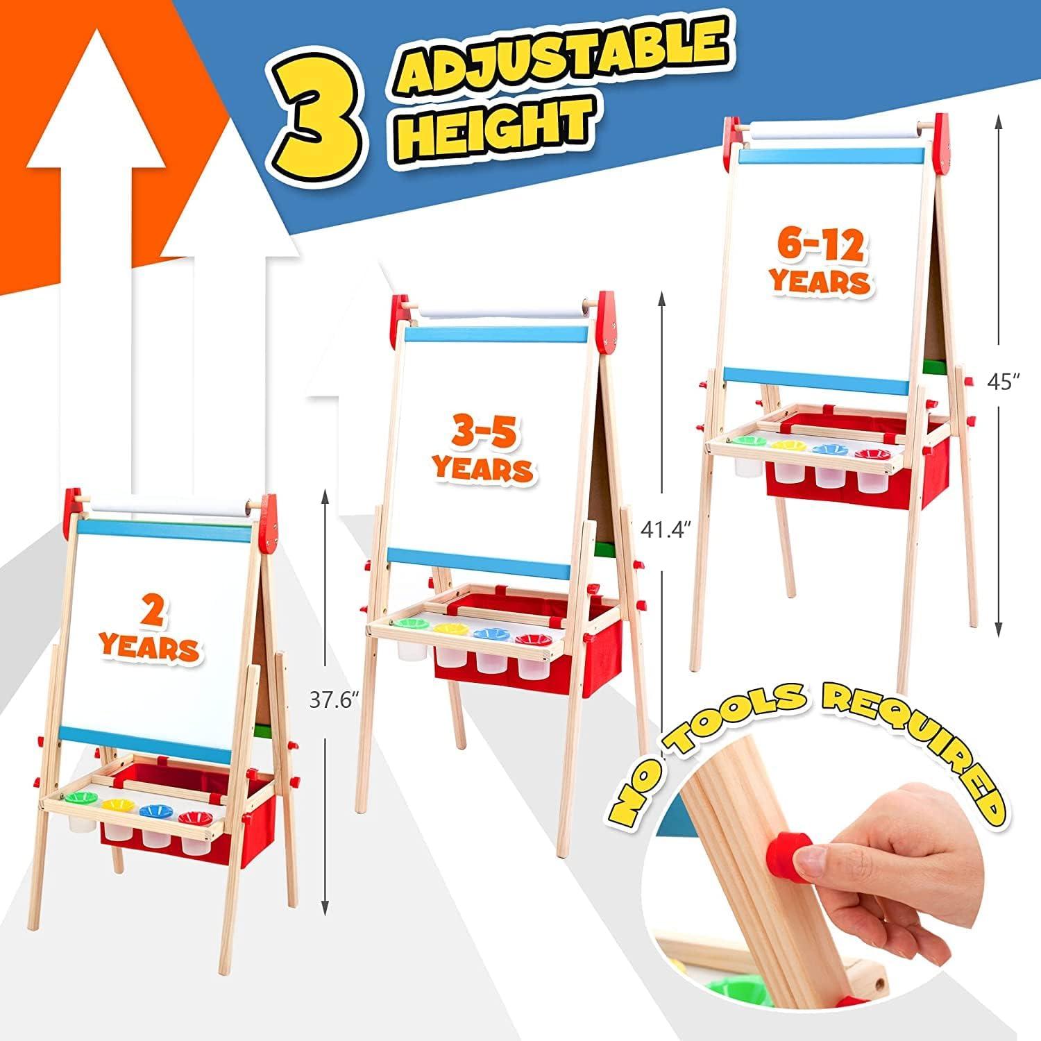 Caballete de Madera Rundad Ajustable para Niños 3-8 Años