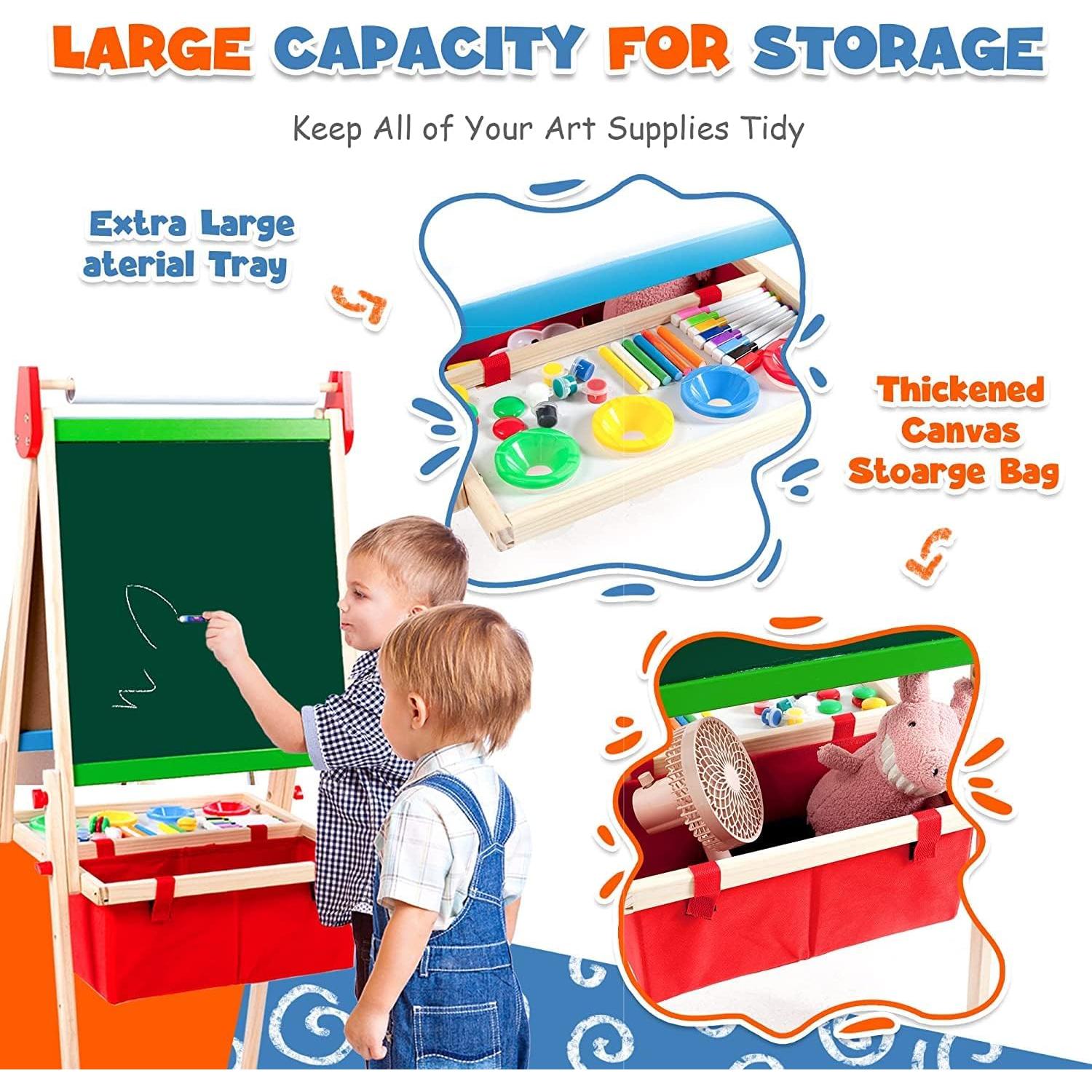 Caballete de Madera Rundad Ajustable para Niños 3-8 Años