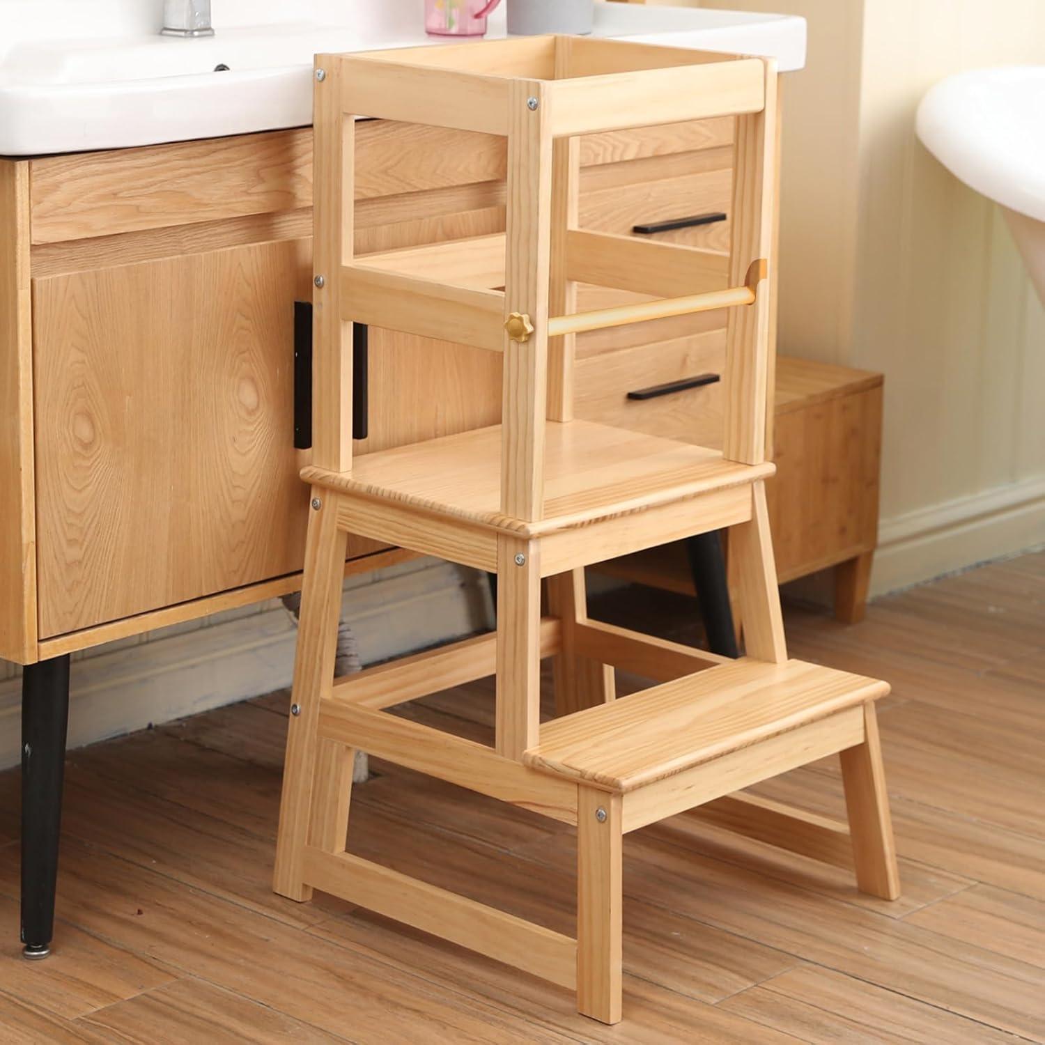 Escalera de Cocina Montessori Joylico para Niños Natural