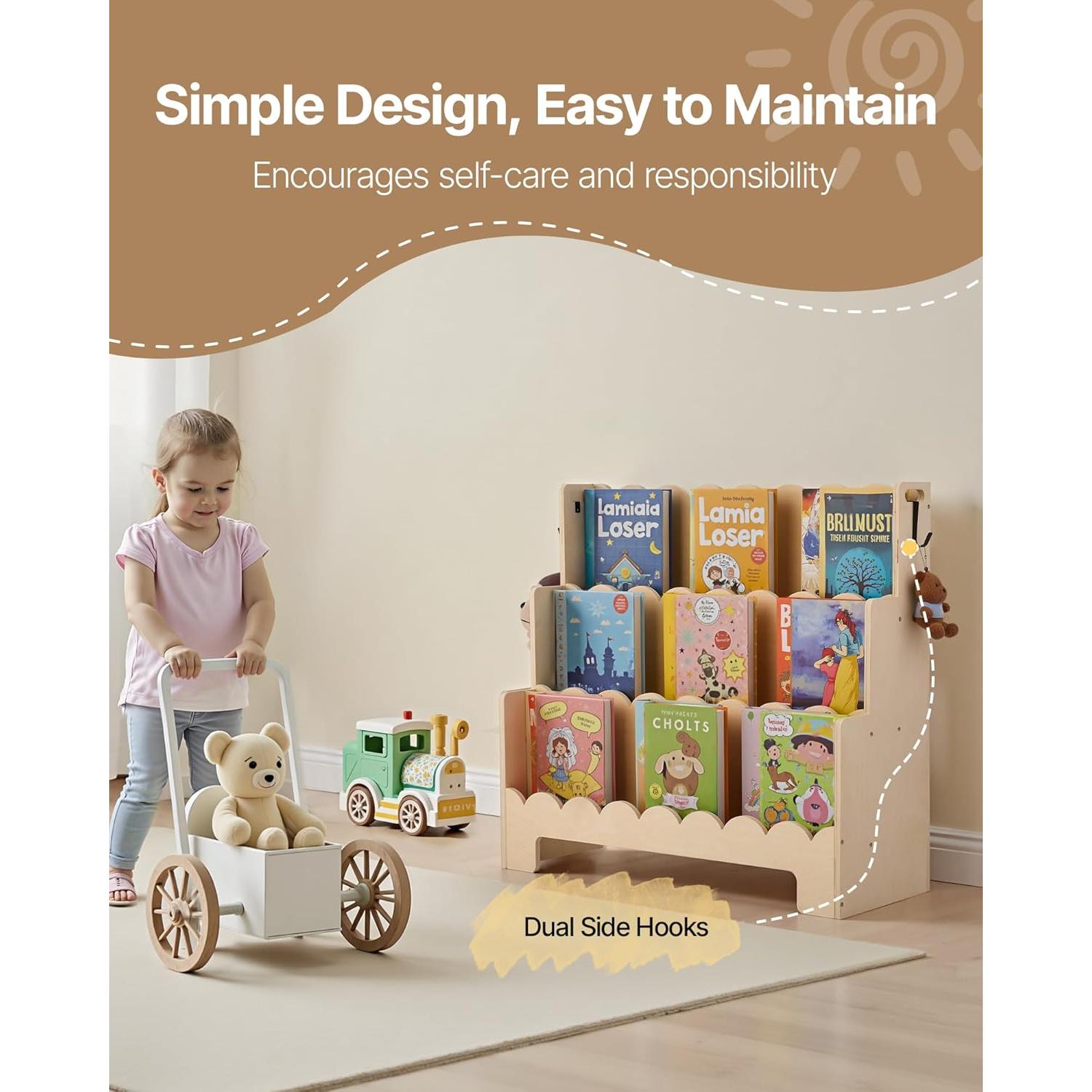 Estantería Montessori VEVOR 3 Niveles Madera Infantil