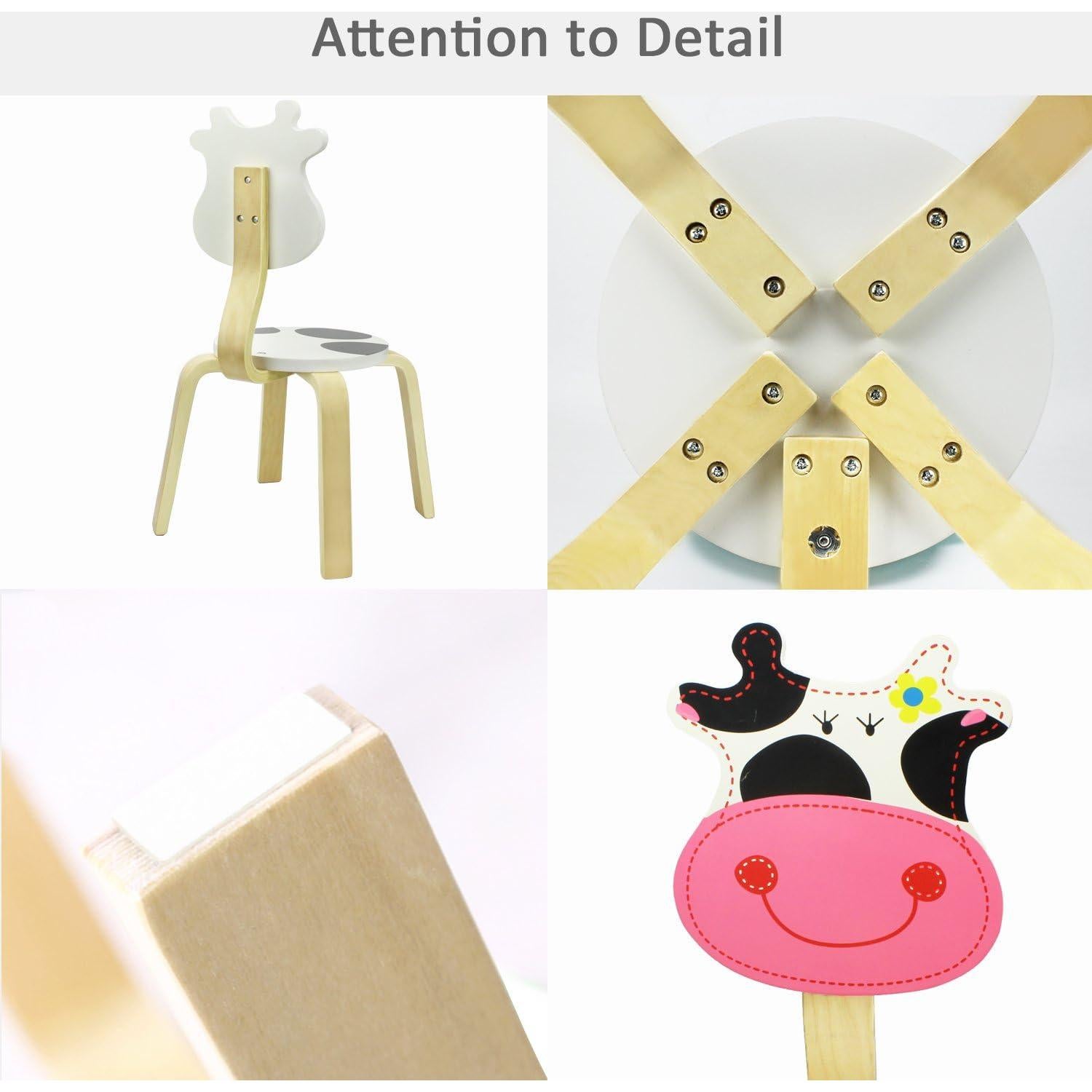 Conjunto de 2 Sillas de Madera iPlay, Diseño de Vaca, 4.68 kg