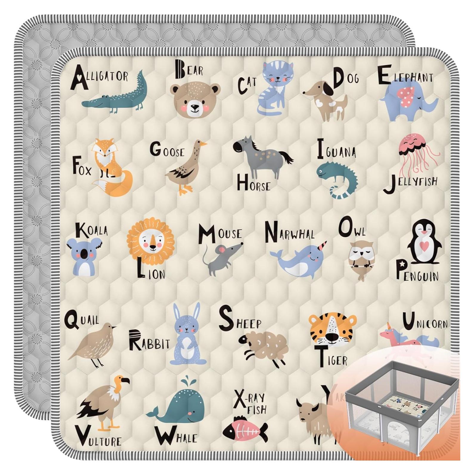 Alfombra de Juego para Bebés Ptcide 127x127 cm Acolchada Antideslizante