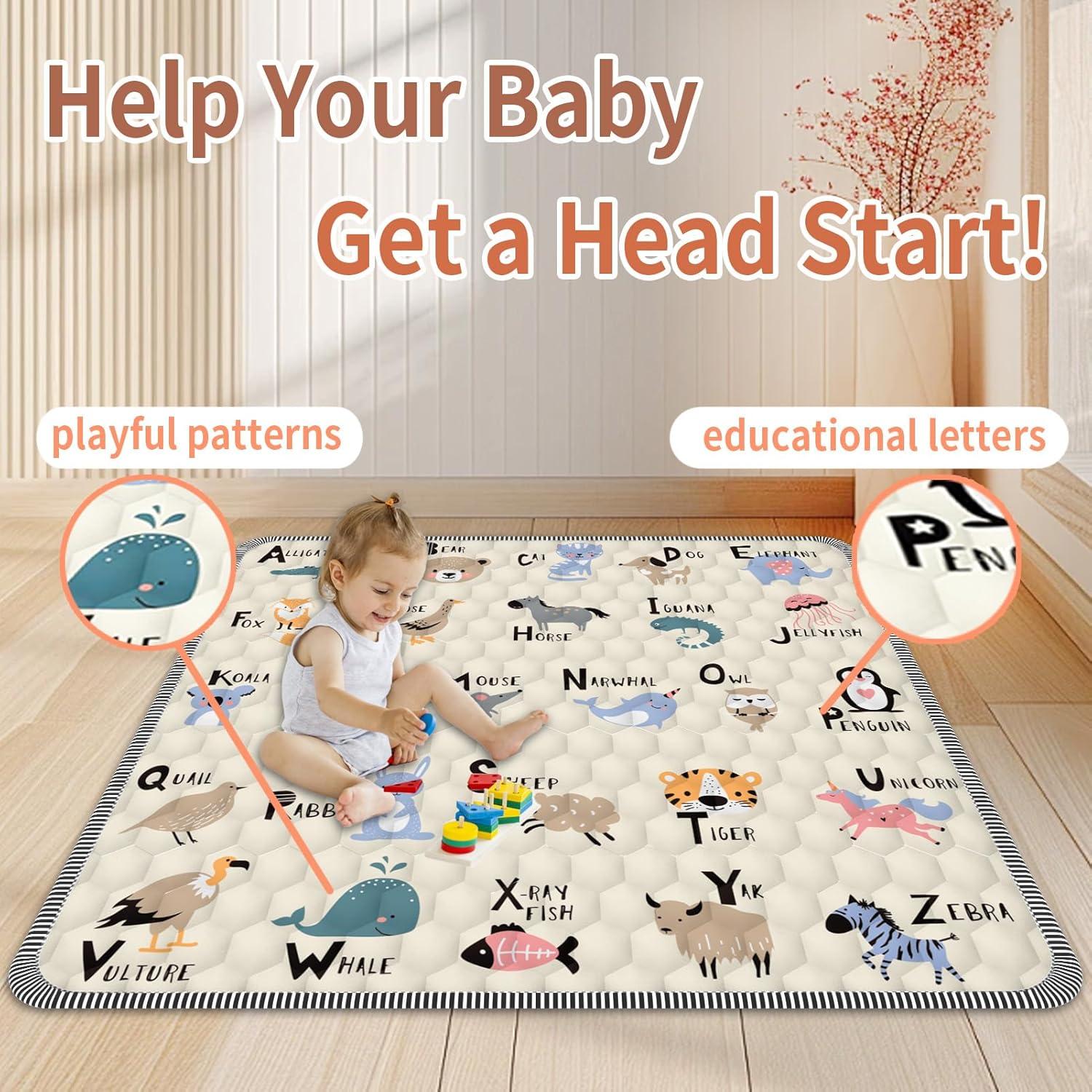 Alfombra de Juego para Bebés Ptcide 127x127 cm Acolchada Antideslizante