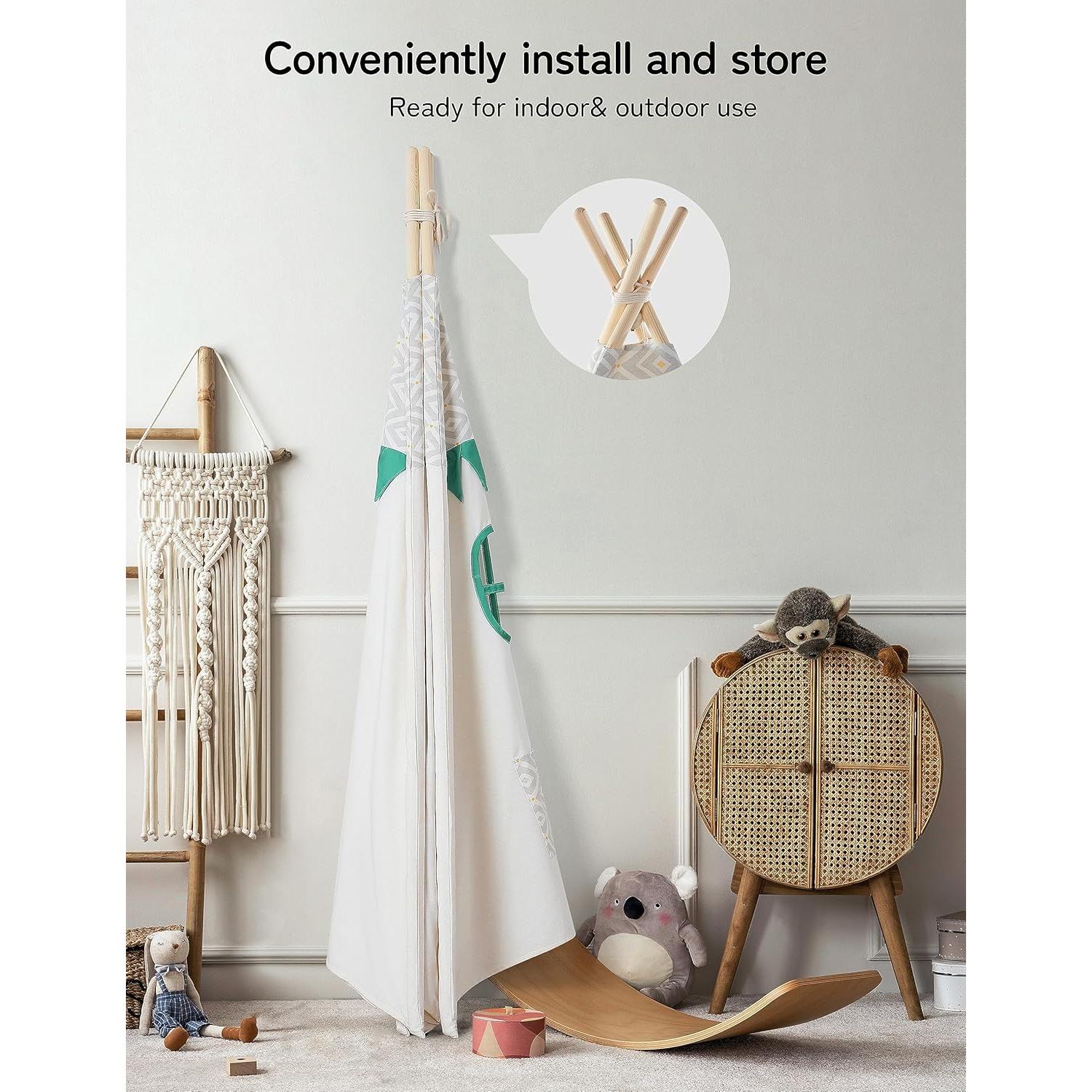 Tienda Teepee Besrey para Niños con Alfombra Acolchada Verde