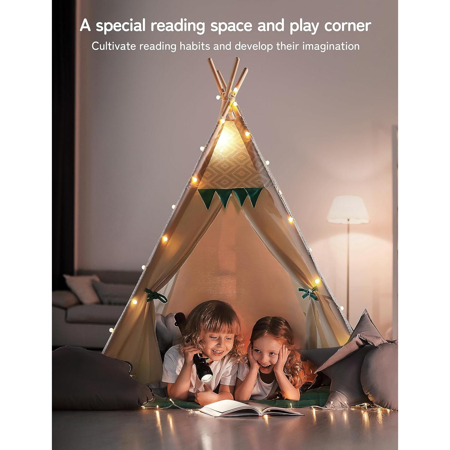 Tienda Teepee Besrey para Niños con Alfombra Acolchada Verde