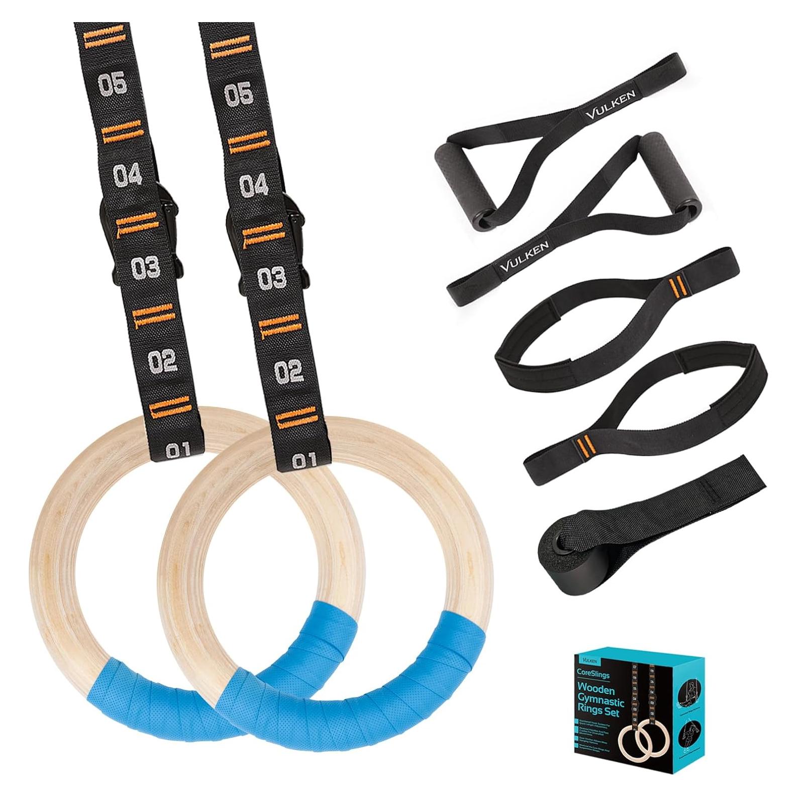 Anillos de Gimnasia de Madera Vulken 3.18 cm con Correas 2.59 m