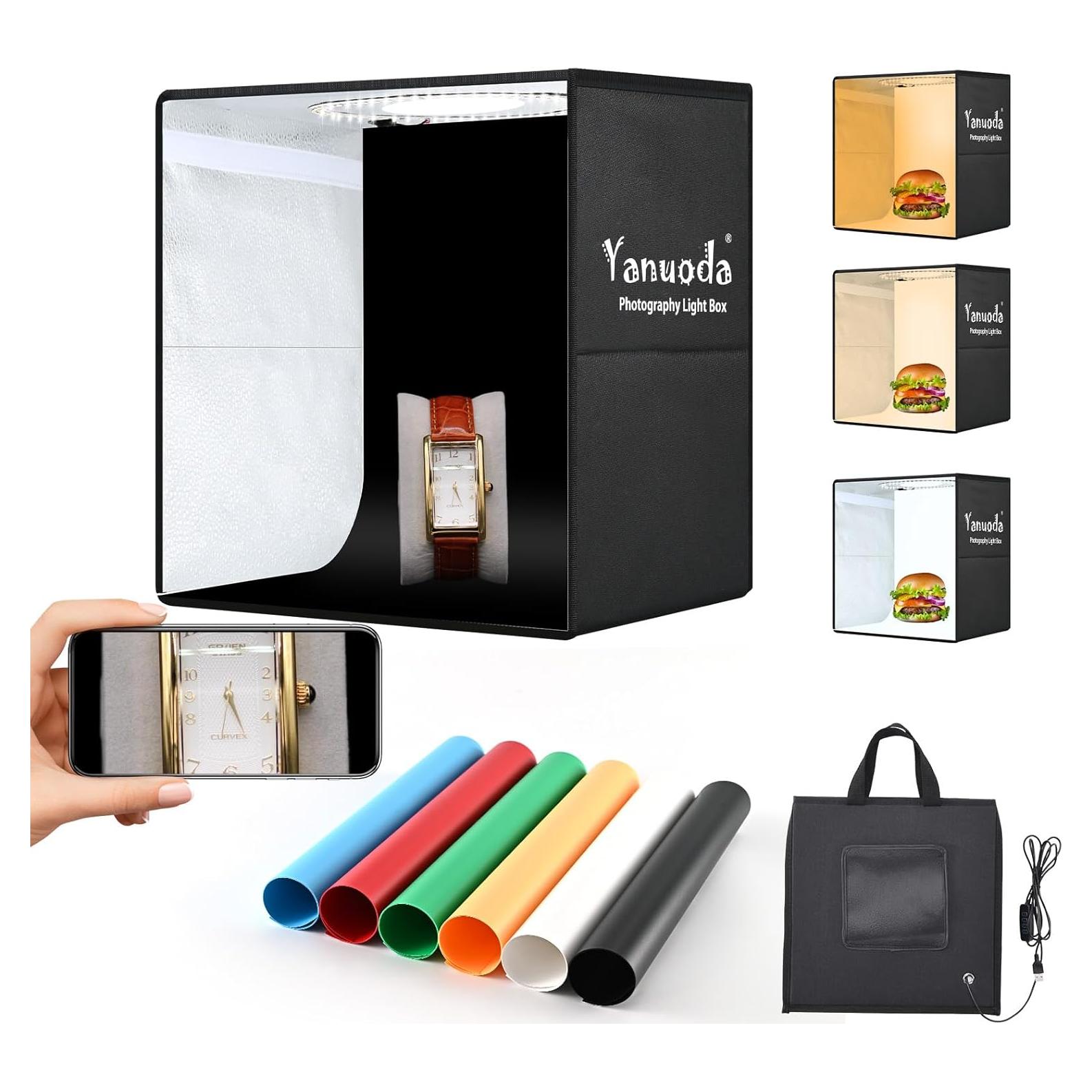 Caja de Luz Portátil Yanuoda 30.48cm con 120 LEDs y 6 Fondos