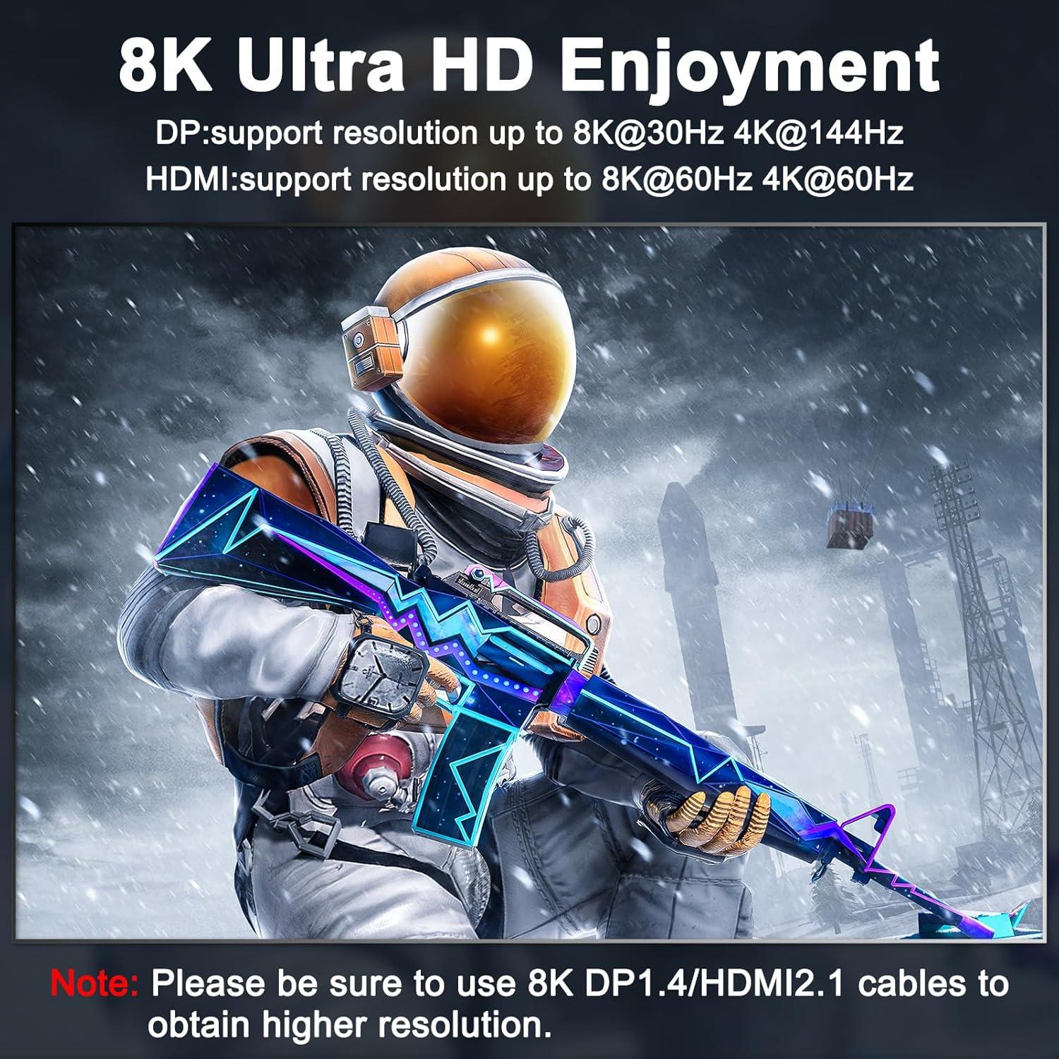 Interruptor KVM Triple Monitor MLEEDA 3 Monitores 2 PC 8K 60Hz