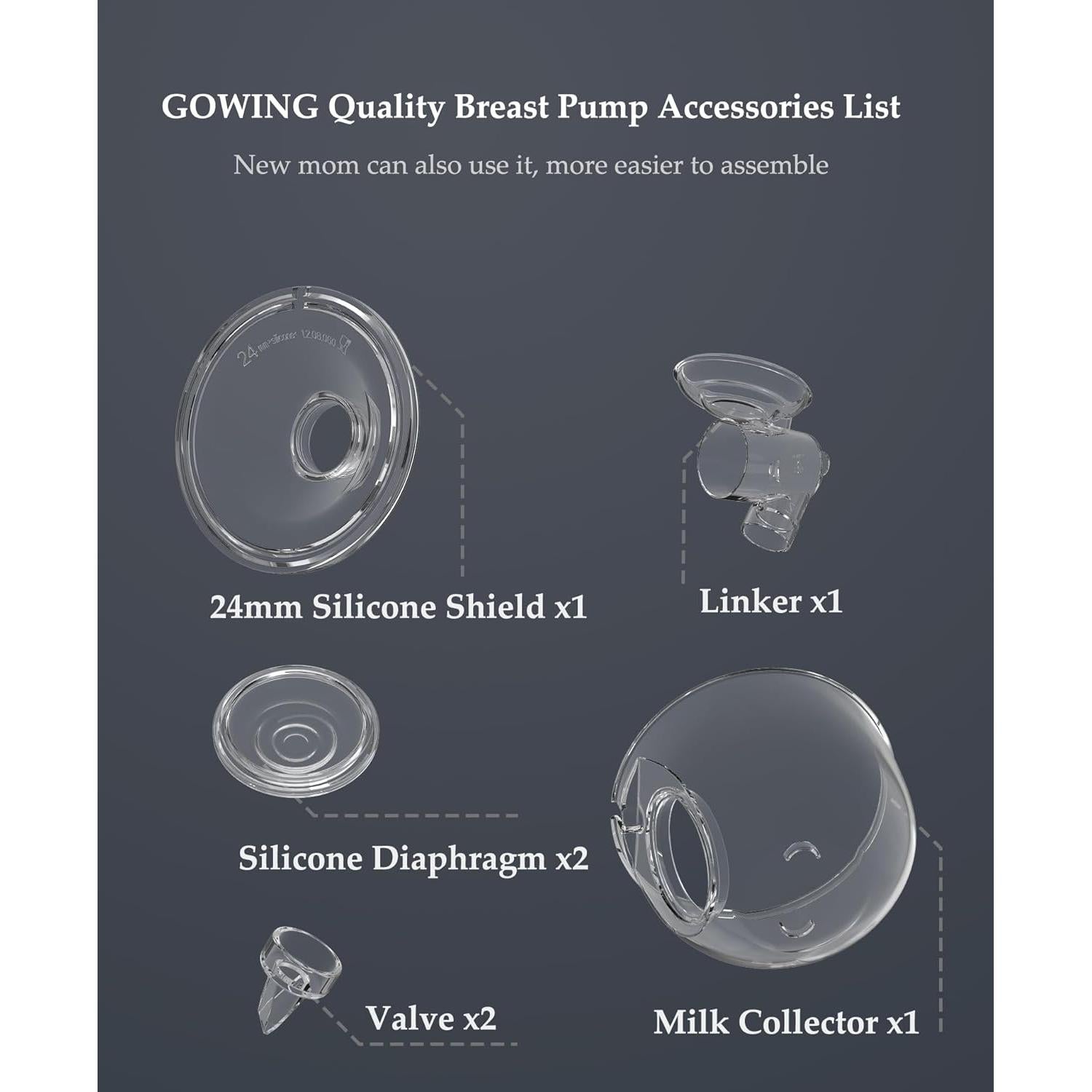 Piezas de Repuesto Extractor de Leche Gowing 24mm 7 Piezas