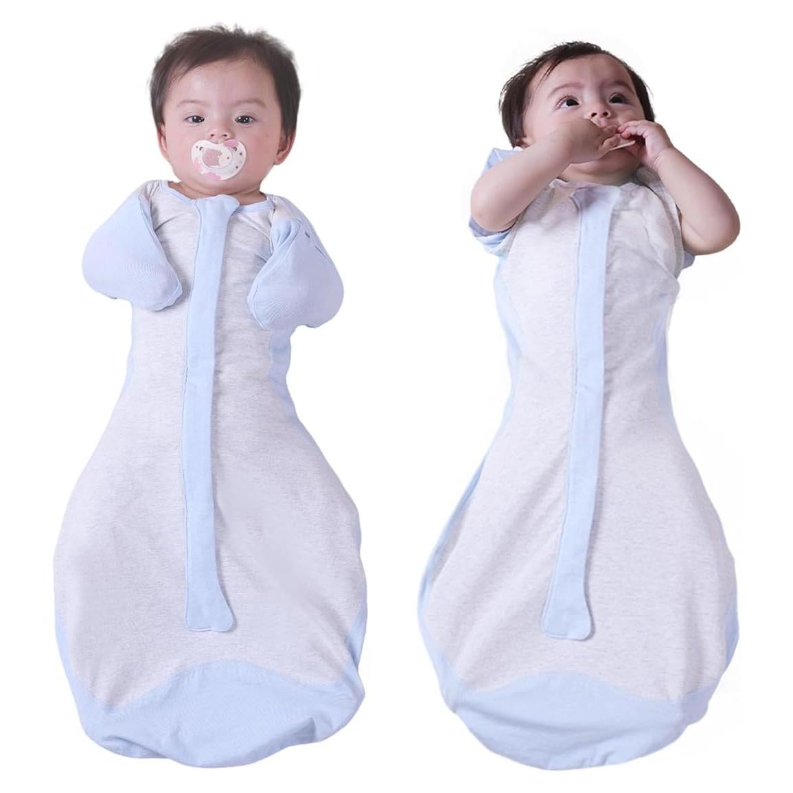 Manta de Envolver BABELIO para Bebés con Mangas Desmontables Azul