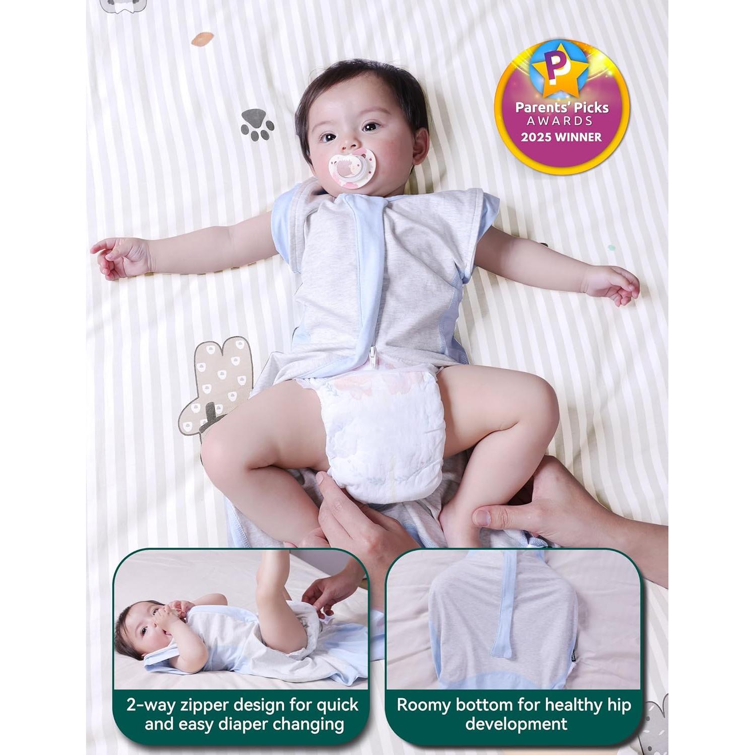 Manta de Envolver BABELIO para Bebés con Mangas Desmontables Azul