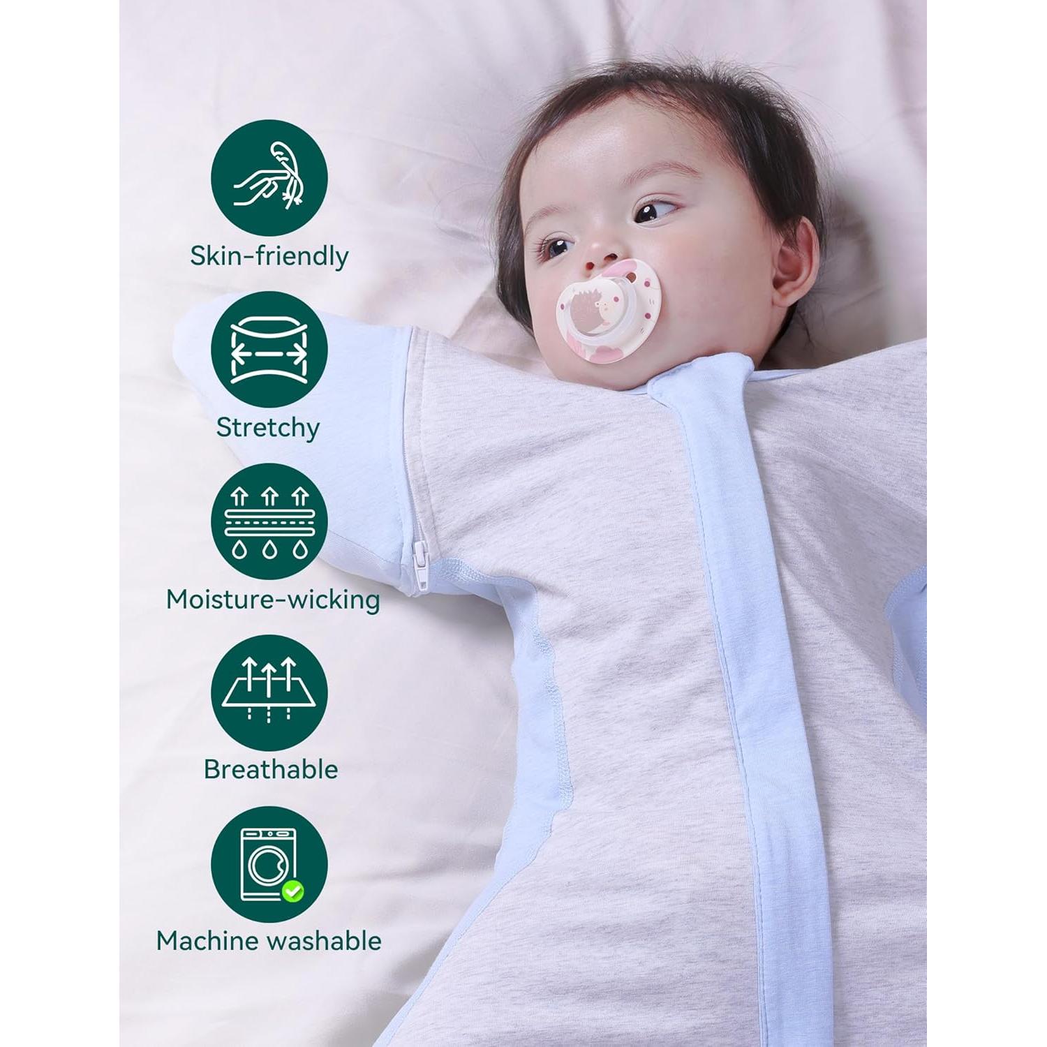 Manta de Envolver BABELIO para Bebés con Mangas Desmontables Azul