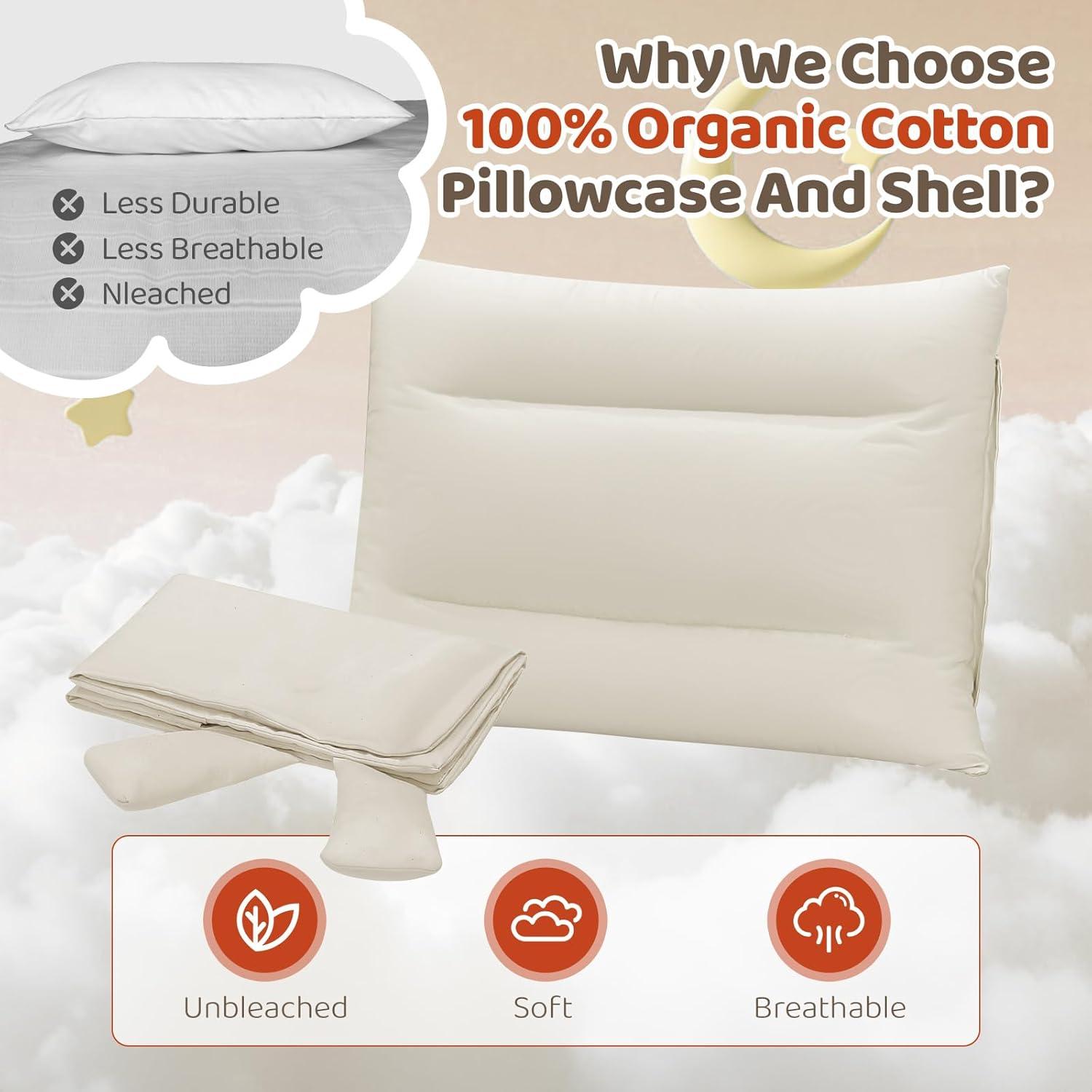 Cojín Orgánico LOFE 33x46 cm Ajustable para Niños Beige