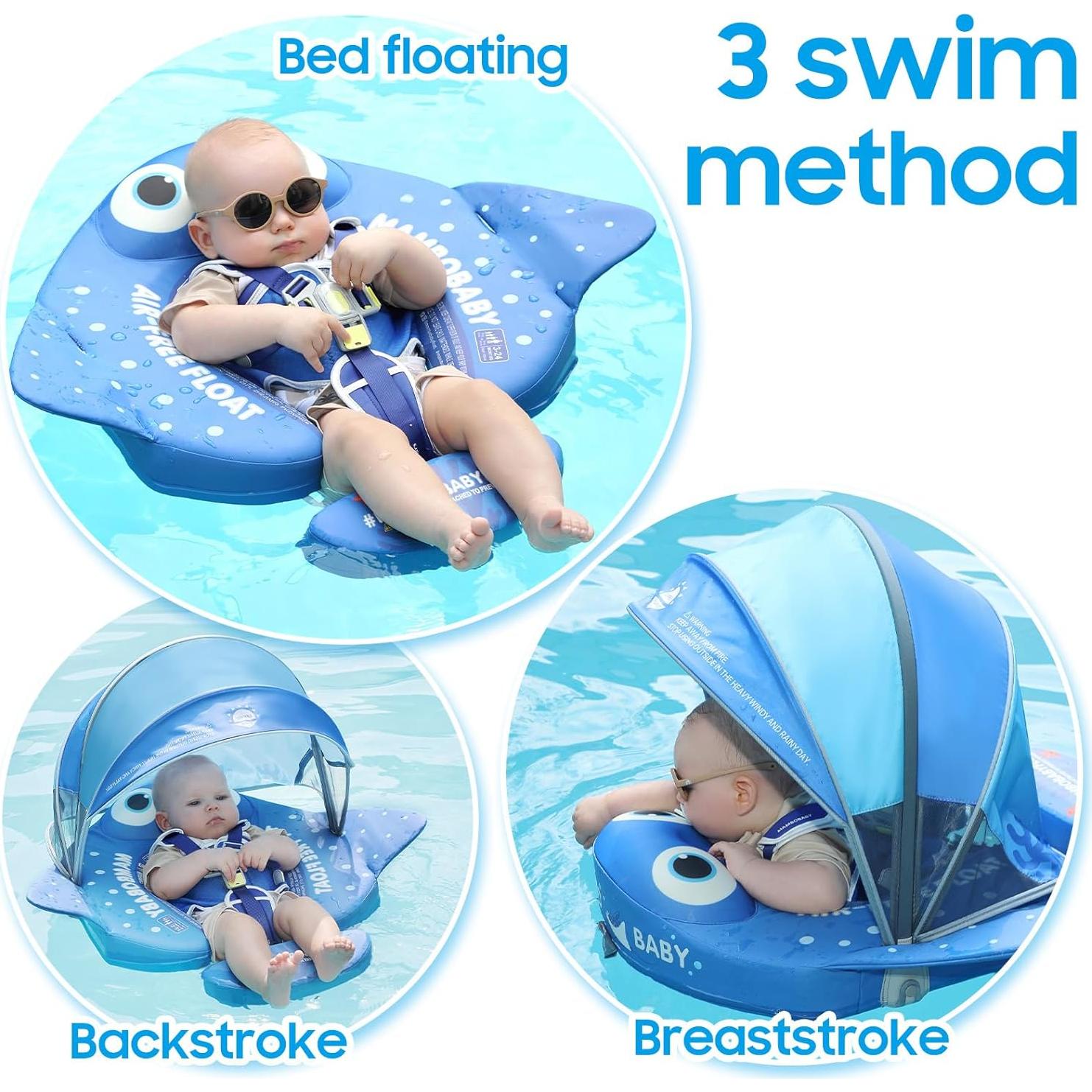 Flotador Mambobaby para Bebés con Toldo y Cola Ajustable