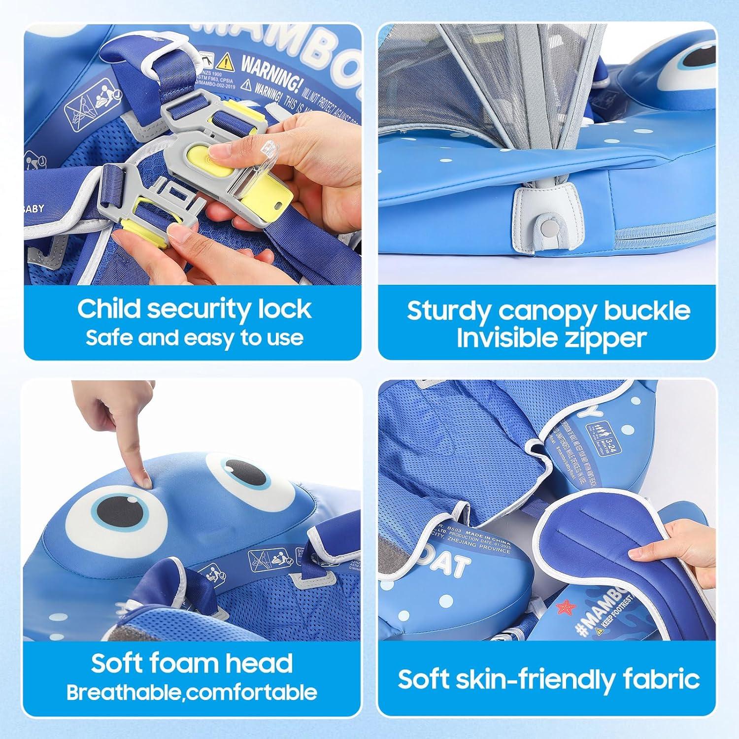 Flotador Mambobaby para Bebés con Toldo y Cola Ajustable