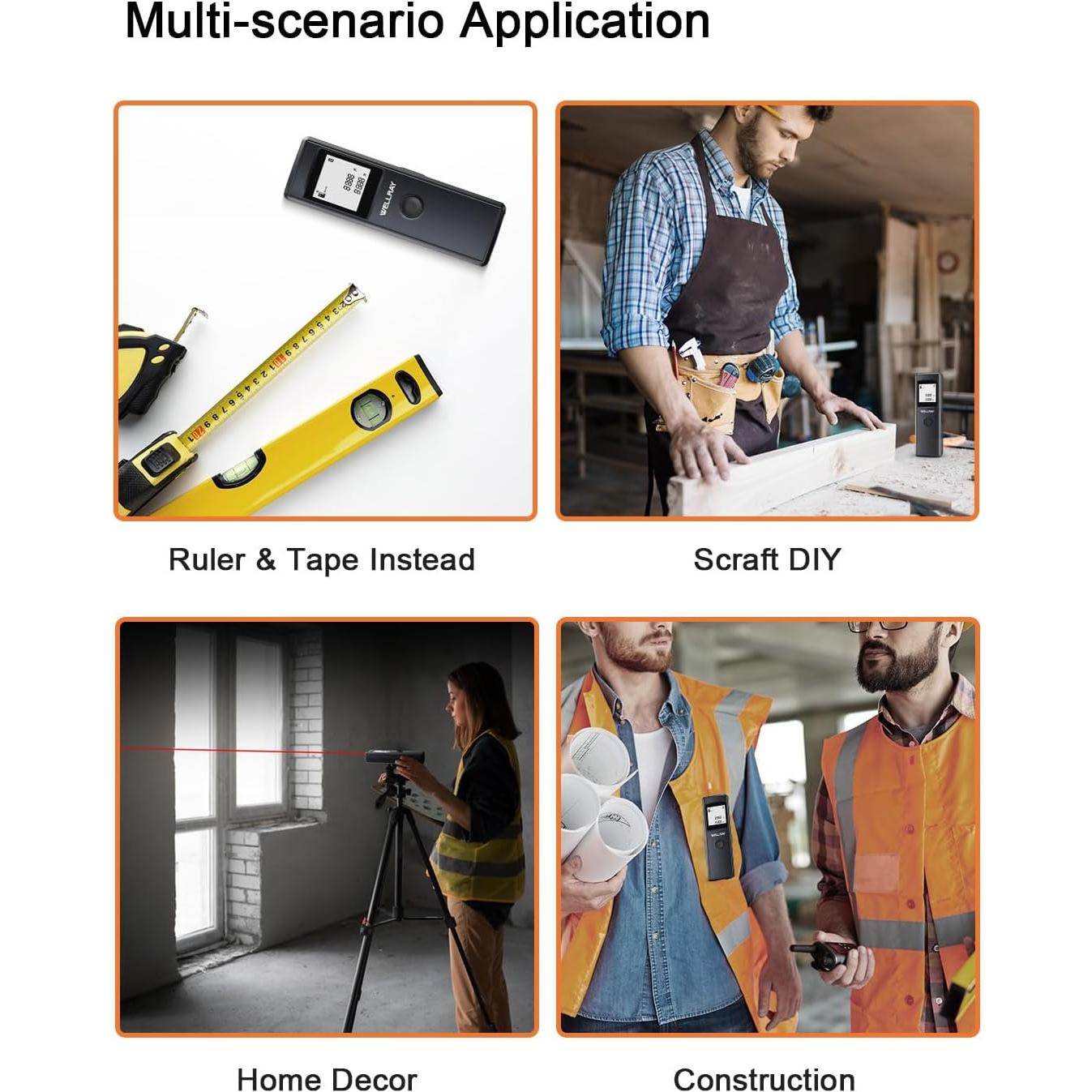 Medidor Láser WELLRAY 50.29m Precisión 1.59mm para DIY
