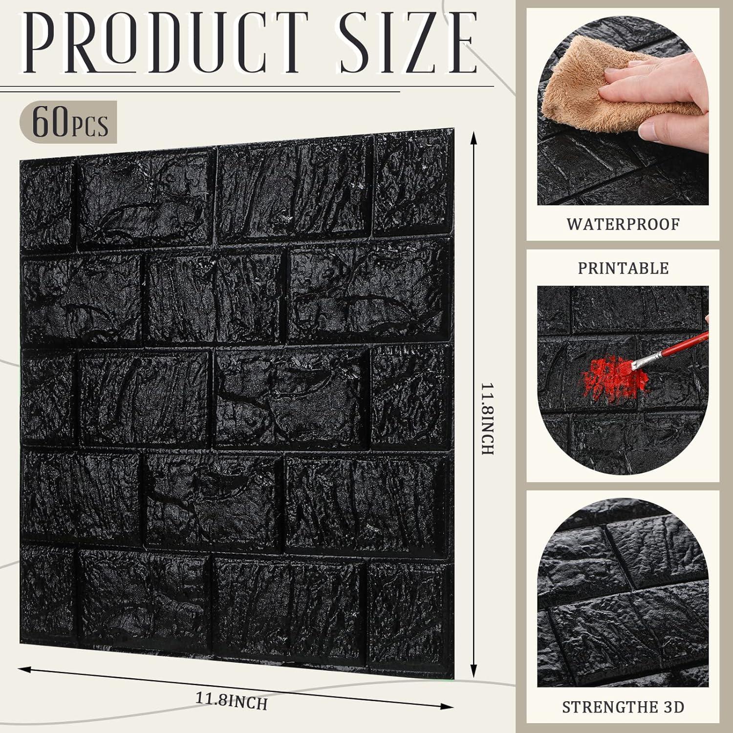 Paneles de Pared 3D Autoadhesivos Colarr 60 Pcs Negro