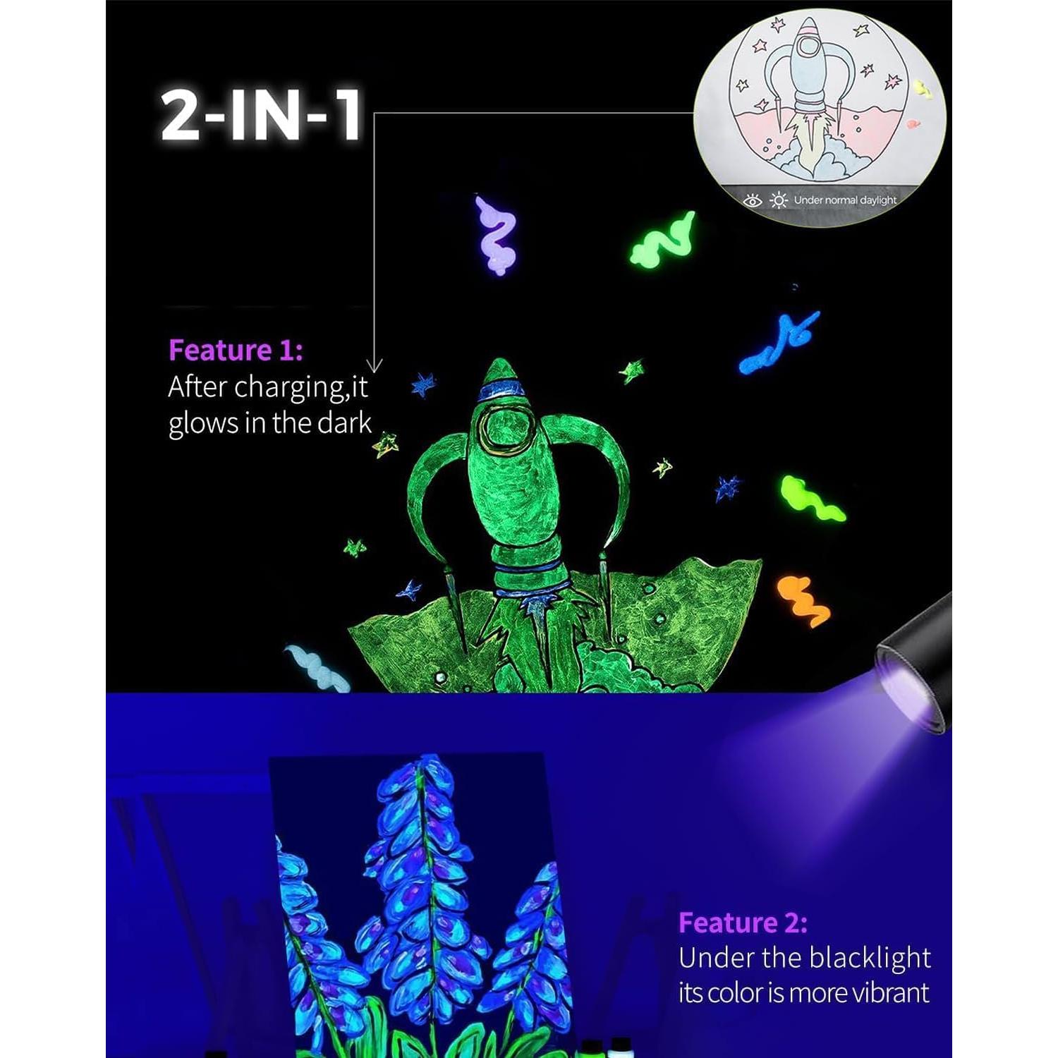 Set de Pintura Acrílica Fantastory que Brilla en la Oscuridad - 10 Colores 30ml