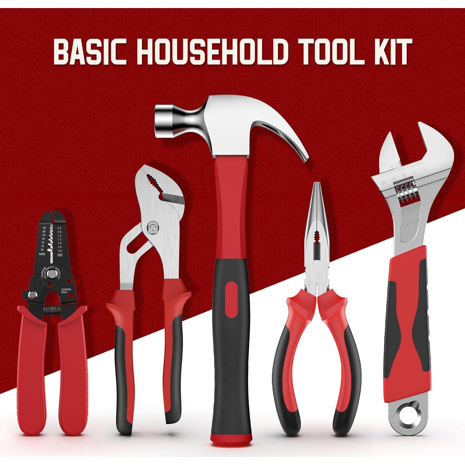 Kit de Herramientas Sundpey 379 Piezas para Hogar y Auto Rojo