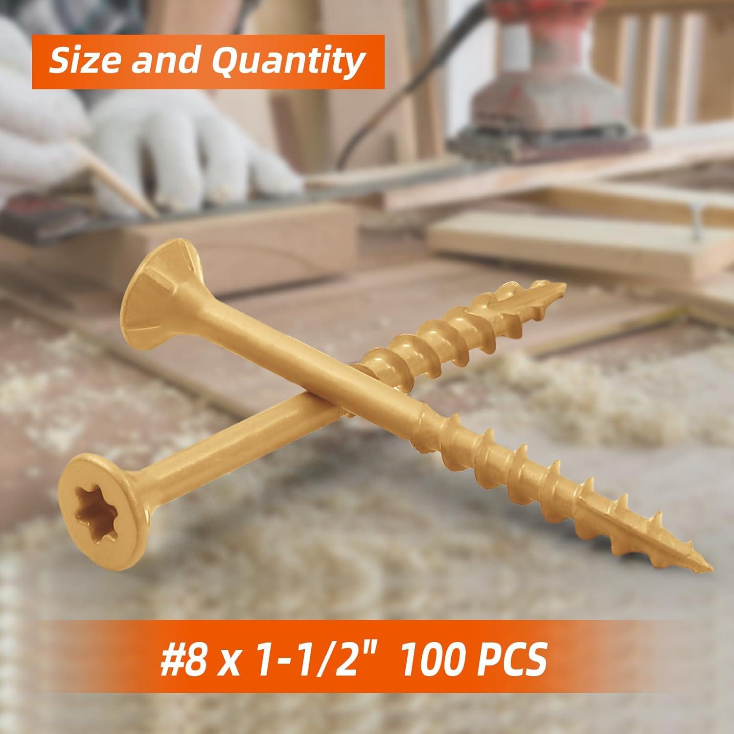 Tornillos de Madera MewuDecor #8 x 38mm 100 PCS Estilo Torx