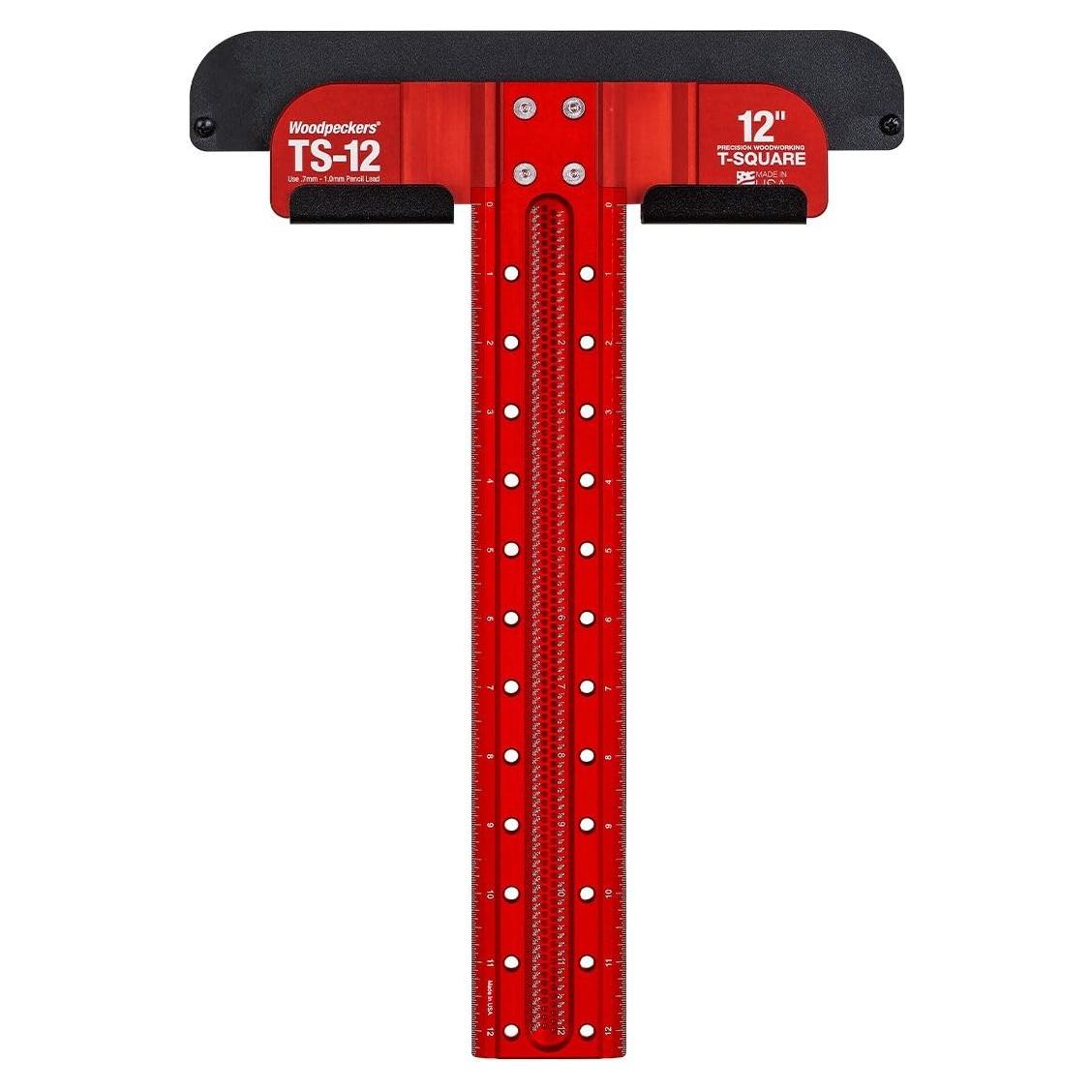 Escuadra T Woodpeckers 30.48 cm con Guías de Marcado y Soporte