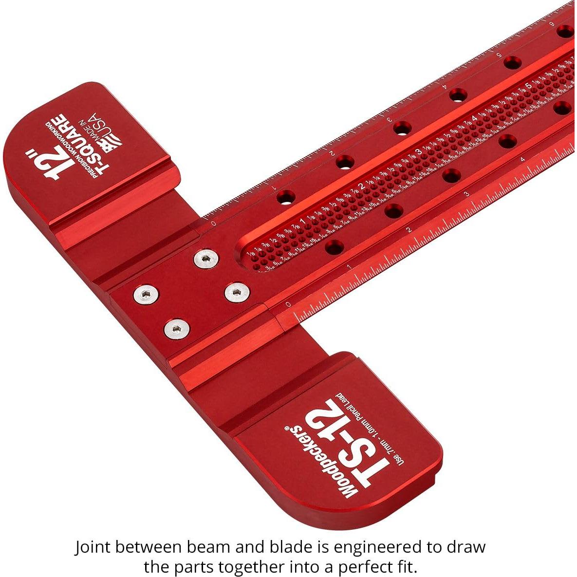 Escuadra T Woodpeckers 30.48 cm con Guías de Marcado y Soporte