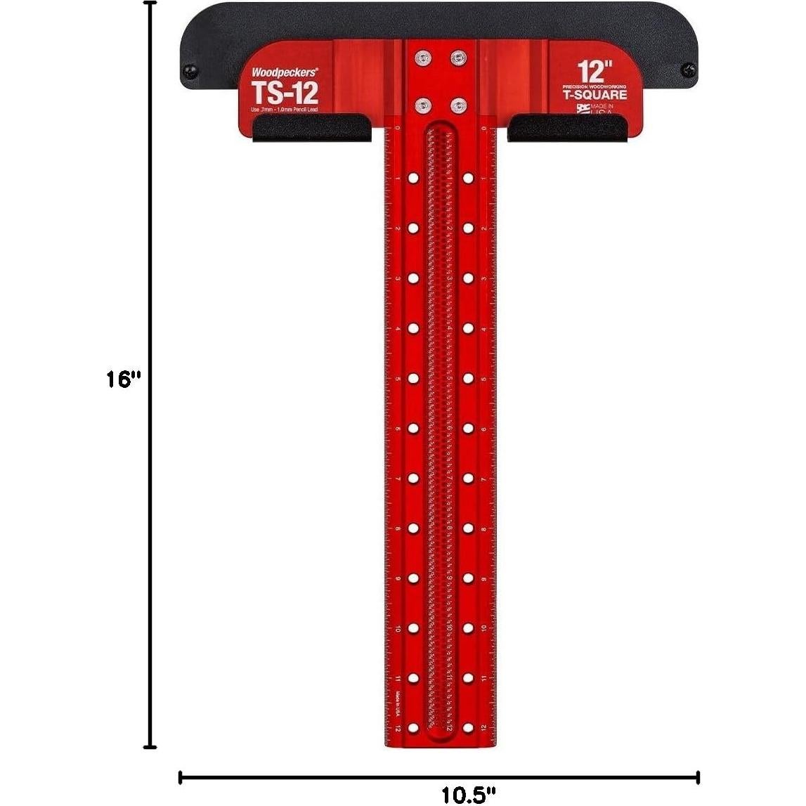 Escuadra T Woodpeckers 30.48 cm con Guías de Marcado y Soporte