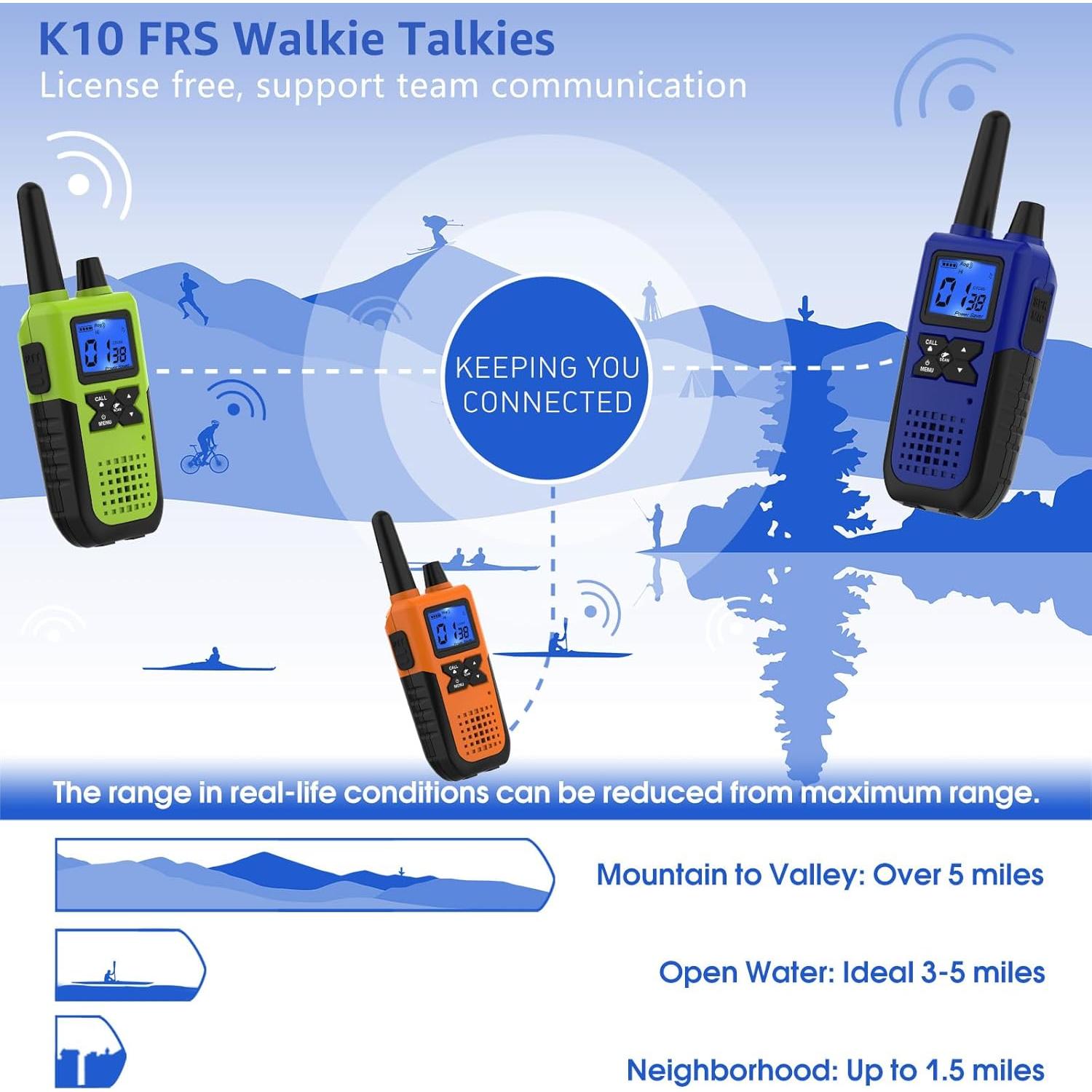Walkie Talkies Topsung 2 Vías Recargables con Auriculares - Paquete de 3