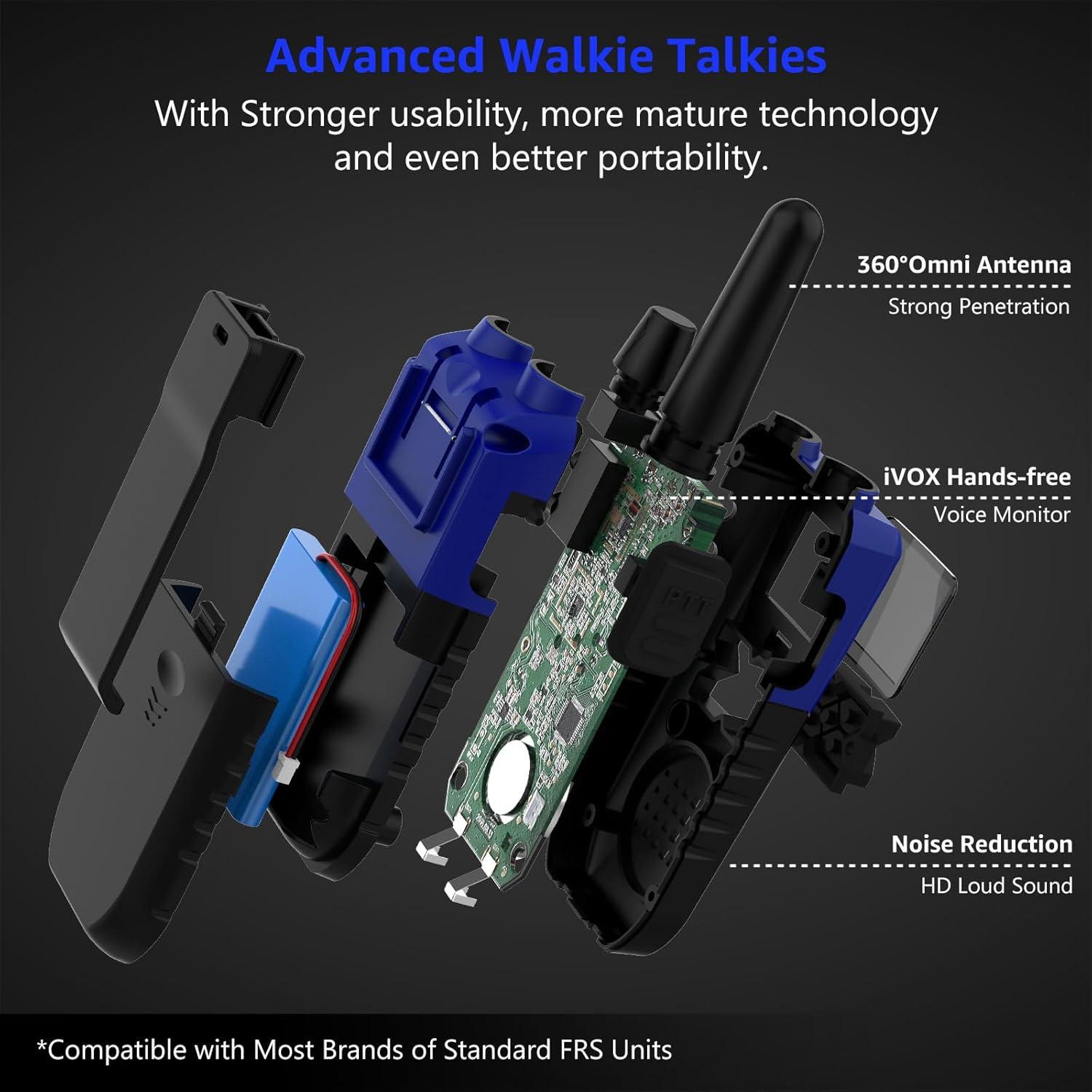 Walkie Talkies Topsung 2 Vías Recargables con Auriculares - Paquete de 3