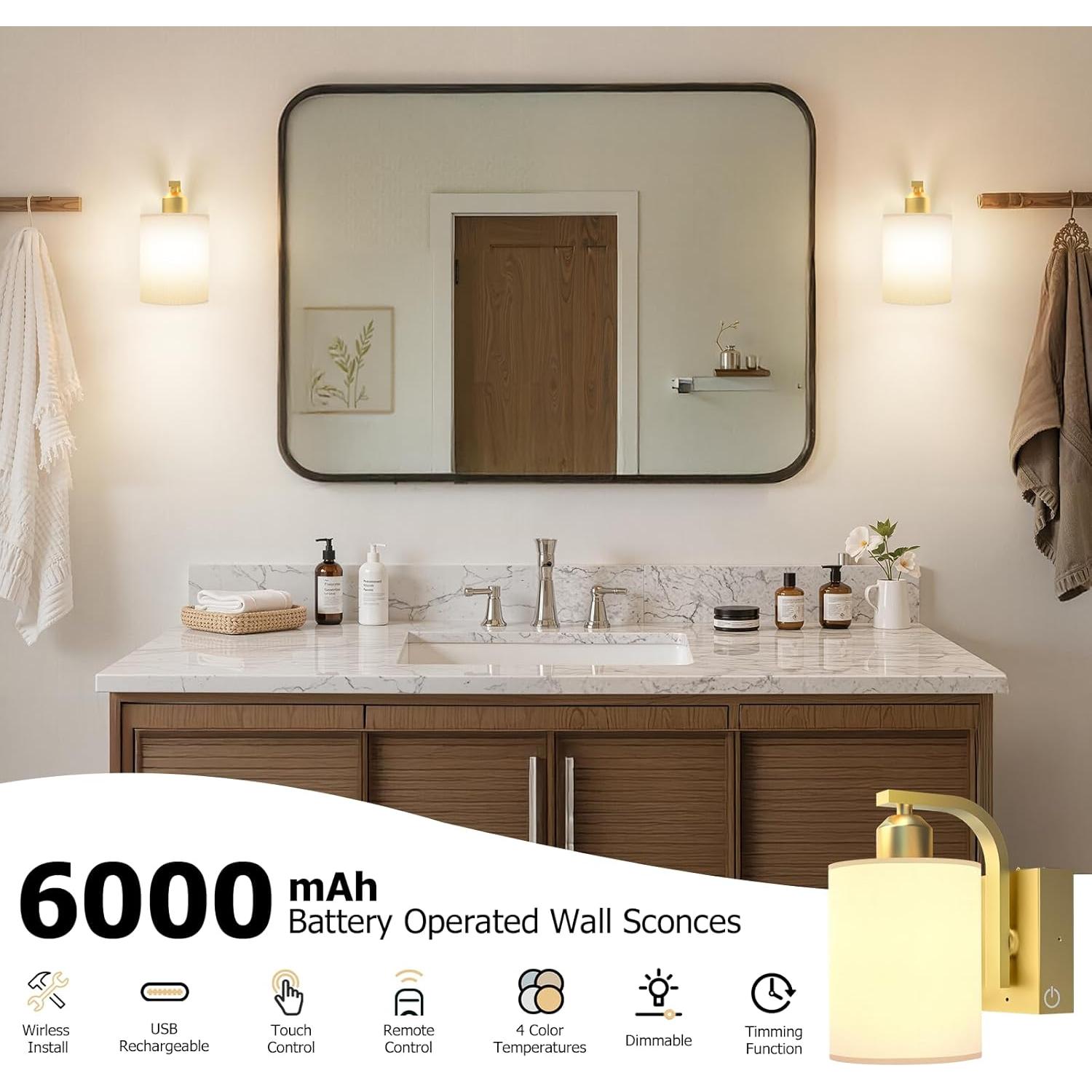 Juego de Apliques de Pared Inalámbricos iThird 6000mAh Dorados