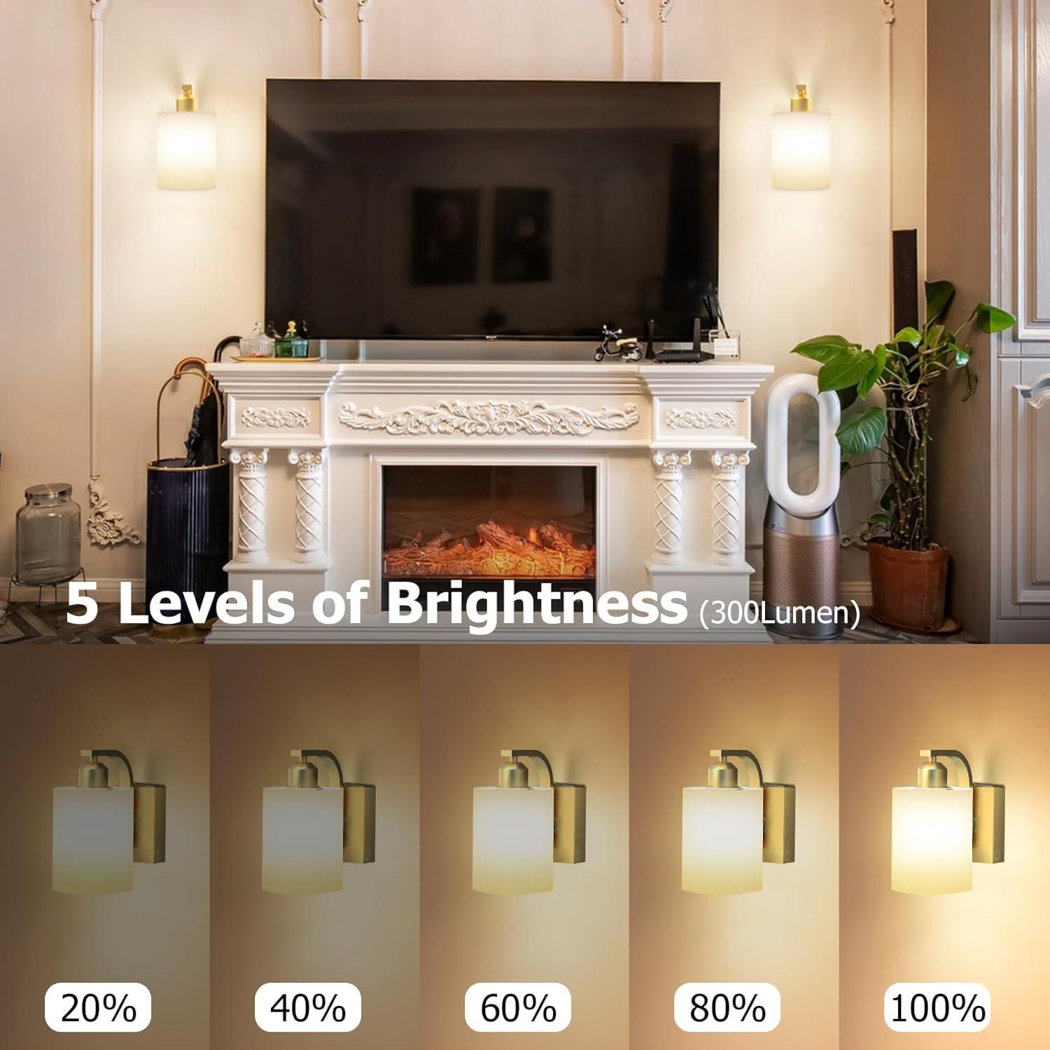 Juego de Apliques de Pared Inalámbricos iThird 6000mAh Dorados