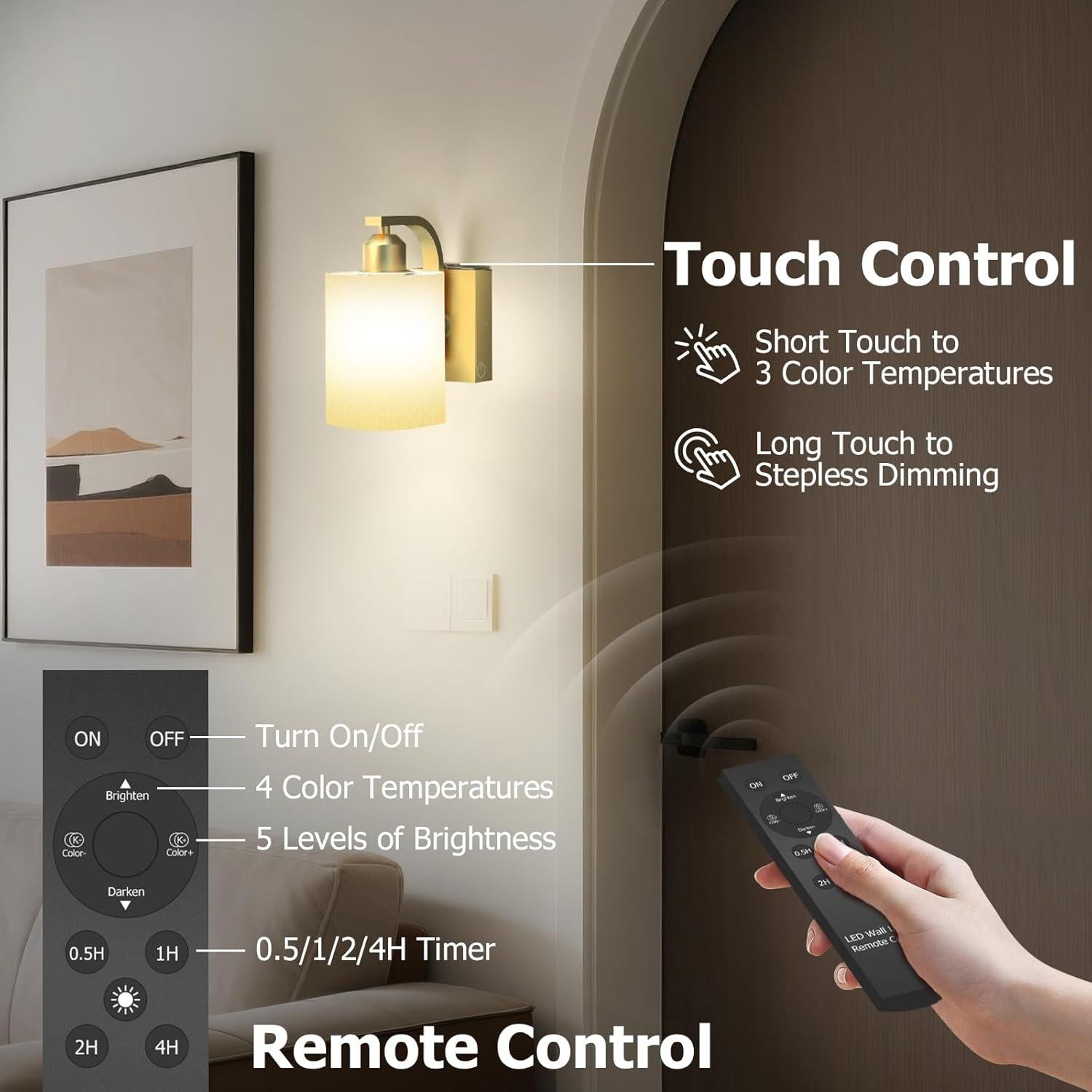 Juego de Apliques de Pared Inalámbricos iThird 6000mAh Dorados