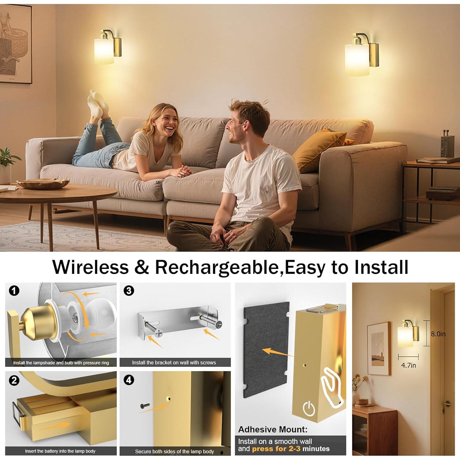 Juego de Apliques de Pared Inalámbricos iThird 6000mAh Dorados