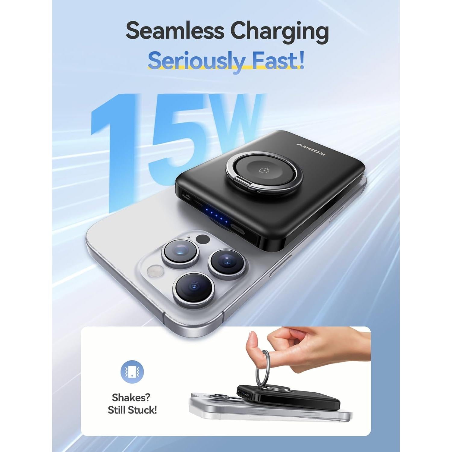 Cargador Portátil Magnético RORRY 10000mAh para iPhone y Apple Watch