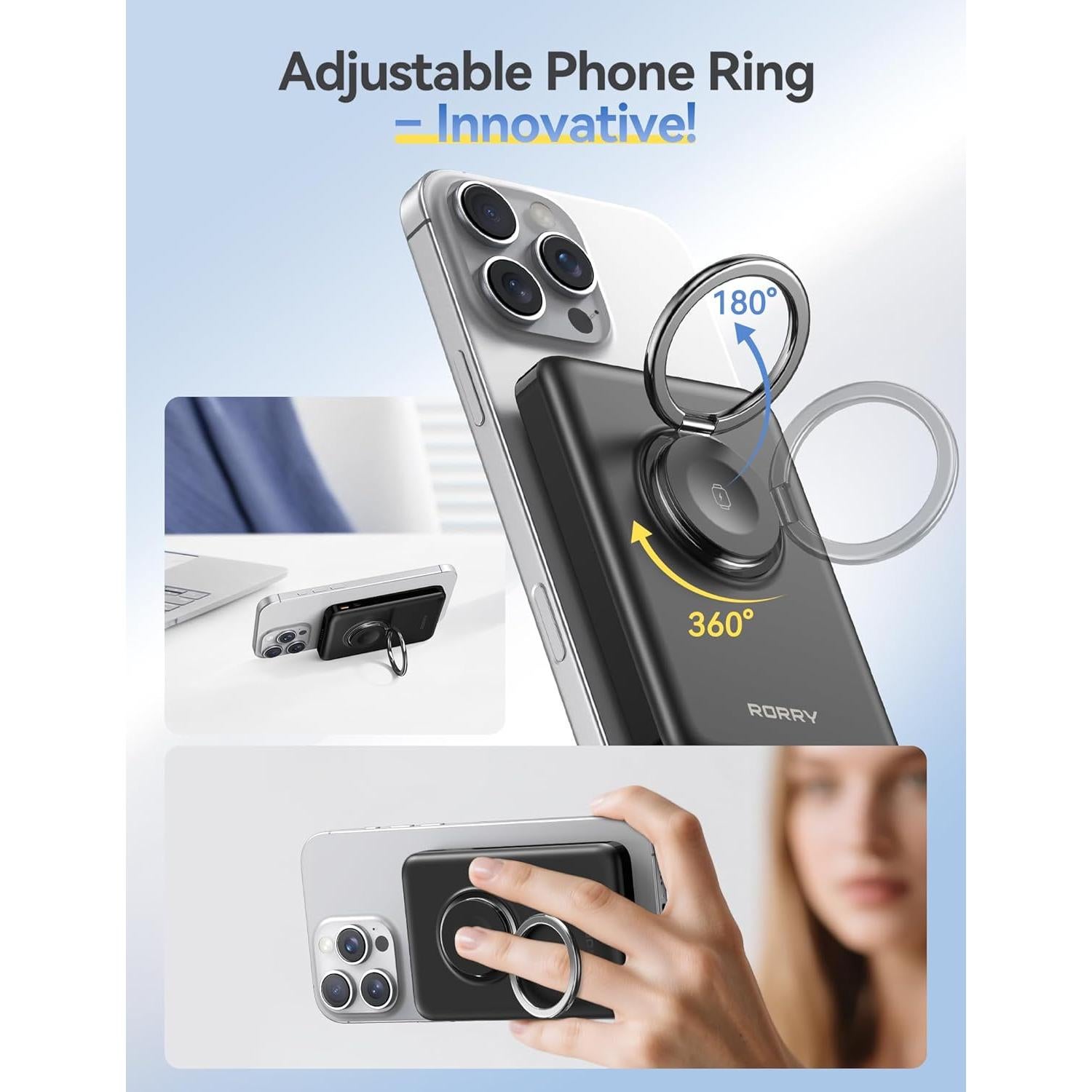 Cargador Portátil Magnético RORRY 10000mAh para iPhone y Apple Watch