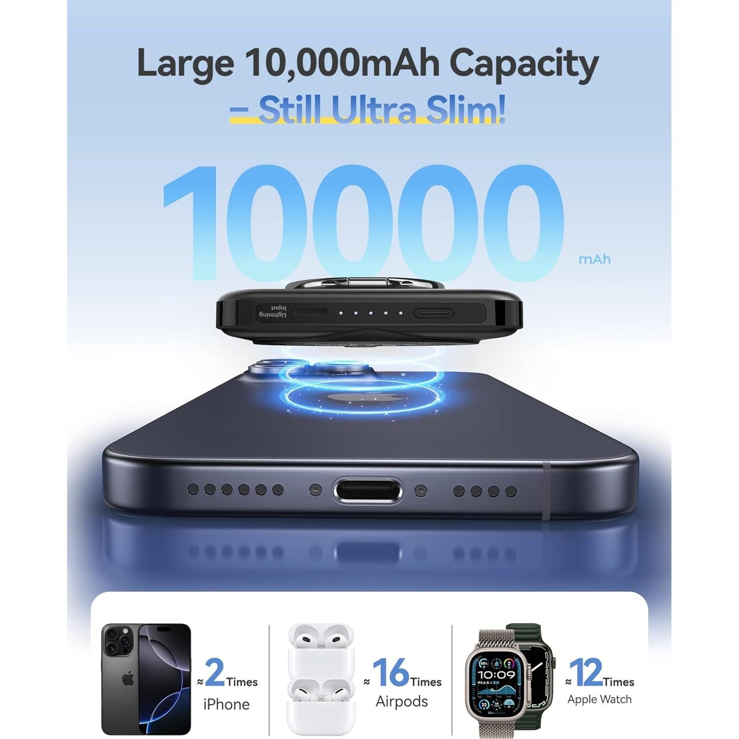 Cargador Portátil Magnético RORRY 10000mAh para iPhone y Apple Watch