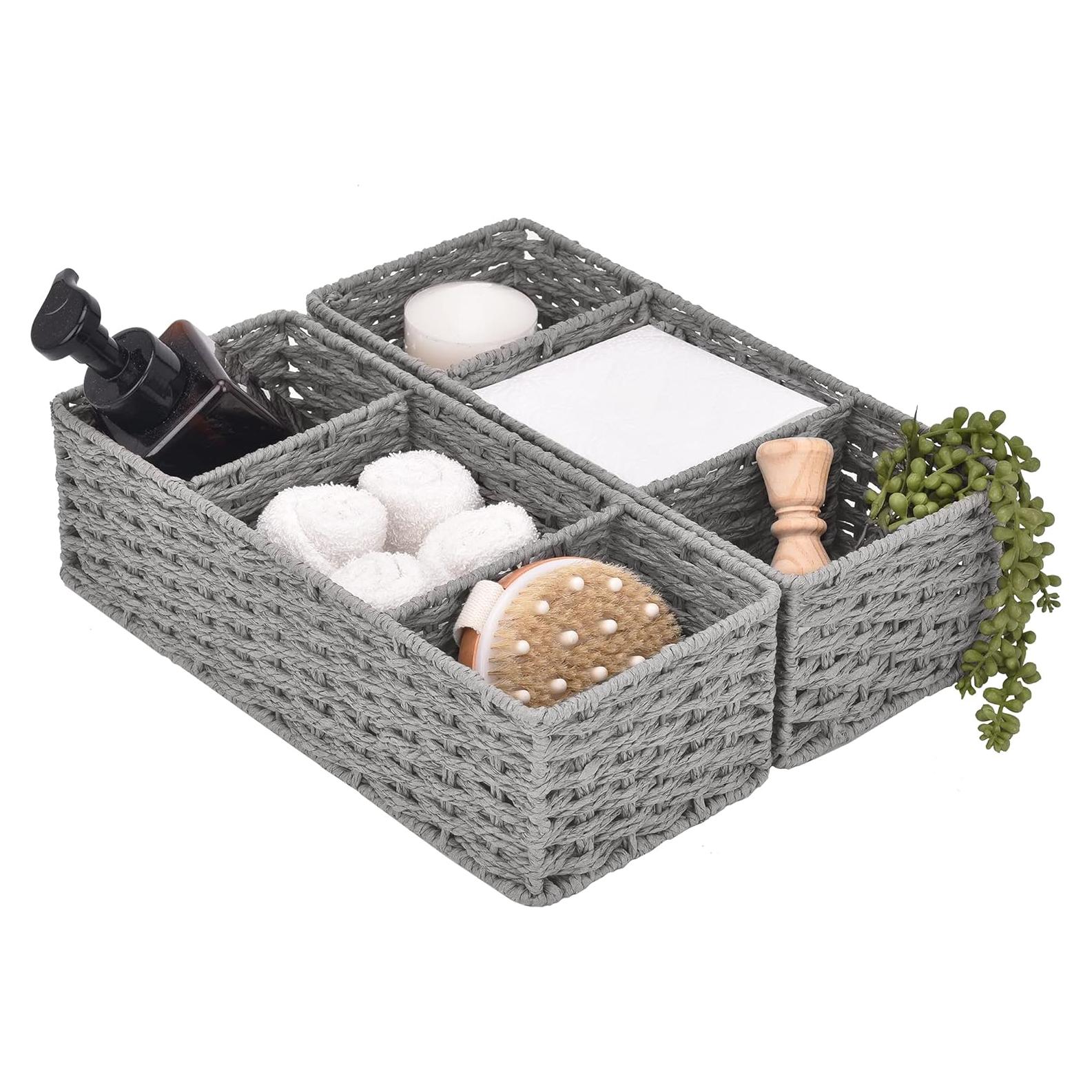 Cestas de Mimbre StorageWorks 3 Secciones Gris Paquete 2