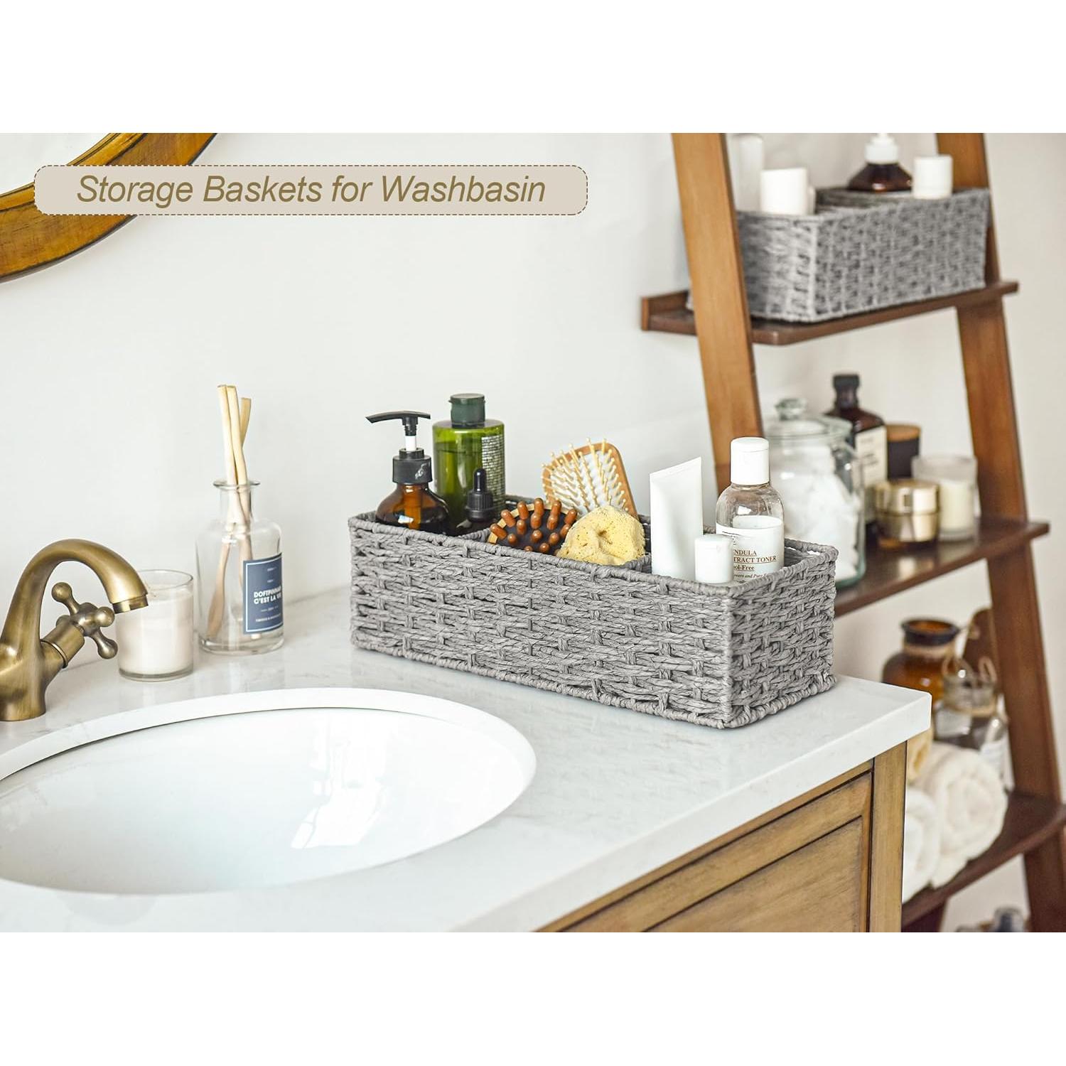 Cestas de Mimbre StorageWorks 3 Secciones Gris Paquete 2