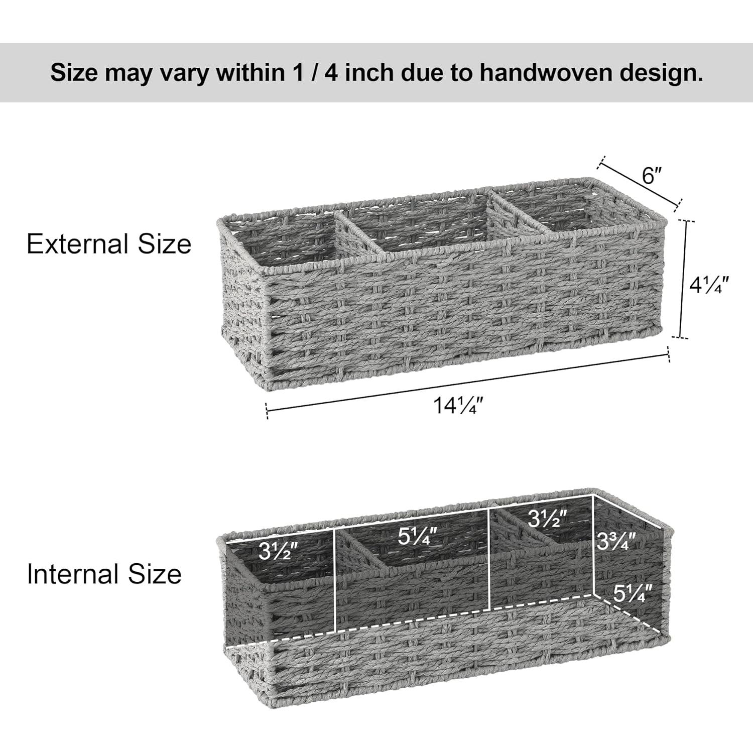 Cestas de Mimbre StorageWorks 3 Secciones Gris Paquete 2
