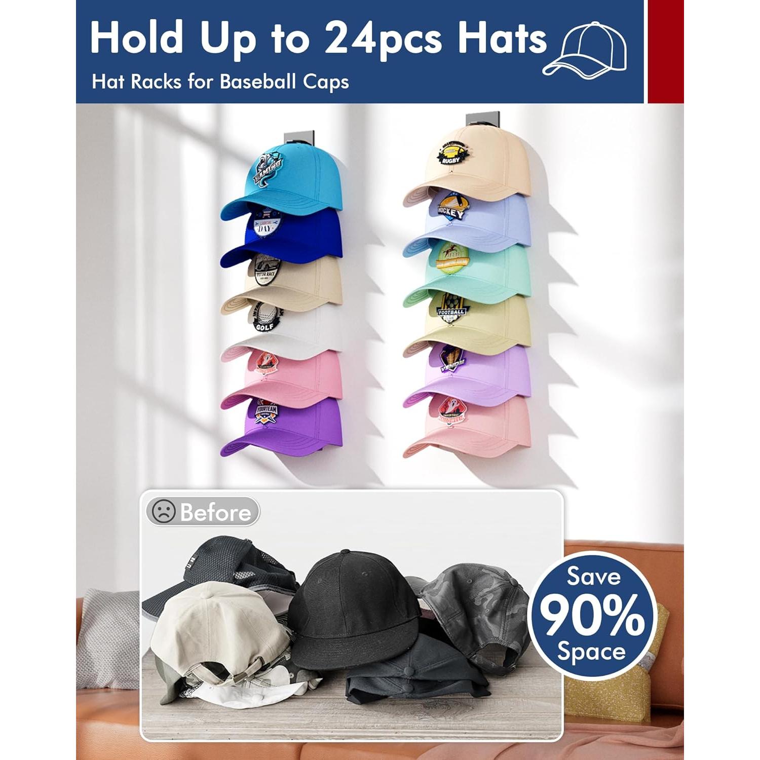 Organizador de Sombreros Nunibum 4 Paquete para 24 Gorras