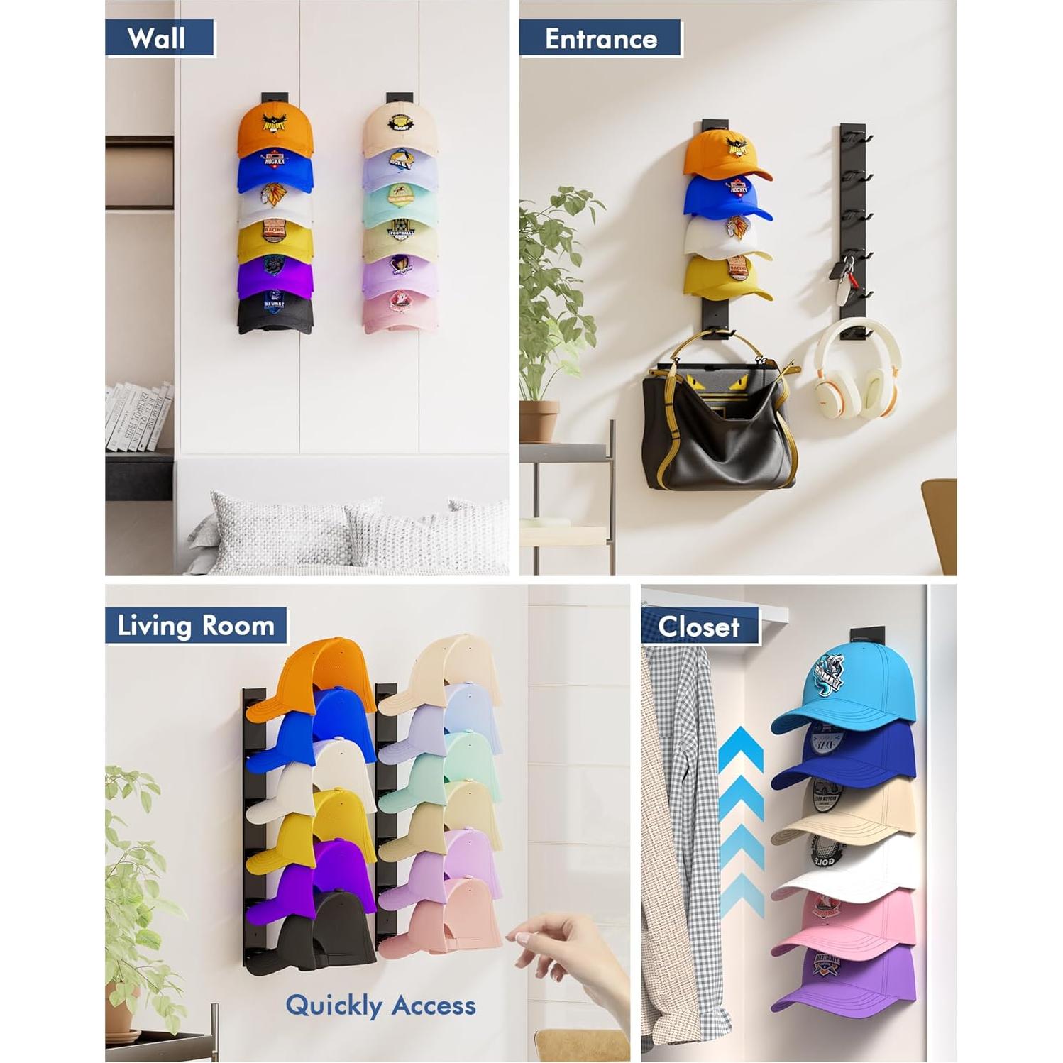 Organizador de Sombreros Nunibum 4 Paquete para 24 Gorras