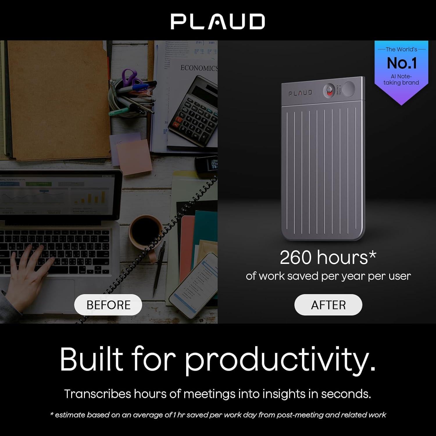 Grabadora de Voz AI Plaud Note 64GB, Transcripción 112 Idiomas