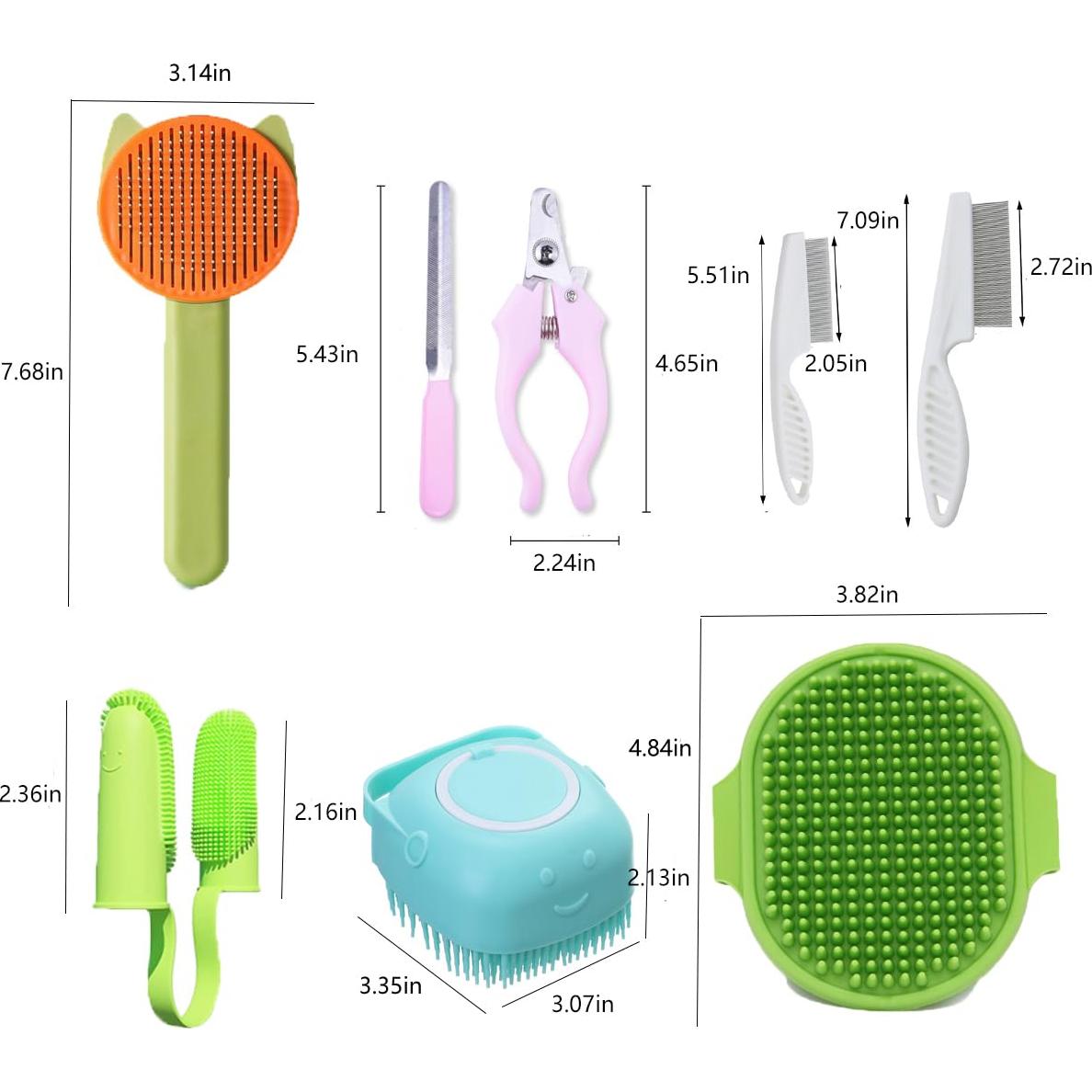 Kit de Aseo para Mascotas GEBER 10 Piezas Cepillo y Cortauñas