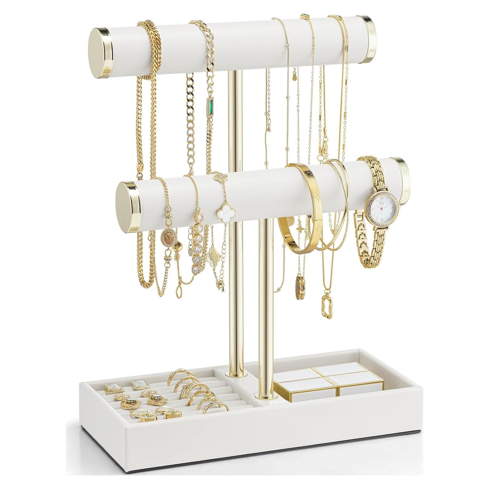 Organizador de Joyería Vlando Blanco - Soporte de Pulseras 2 Niveles