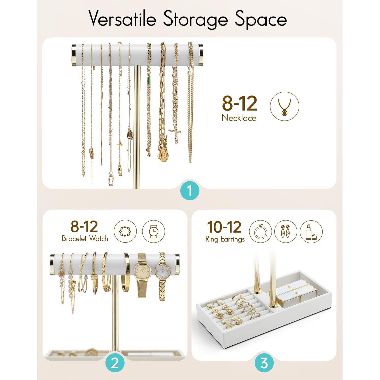 Organizador de Joyería Vlando Blanco - Soporte de Pulseras 2 Niveles