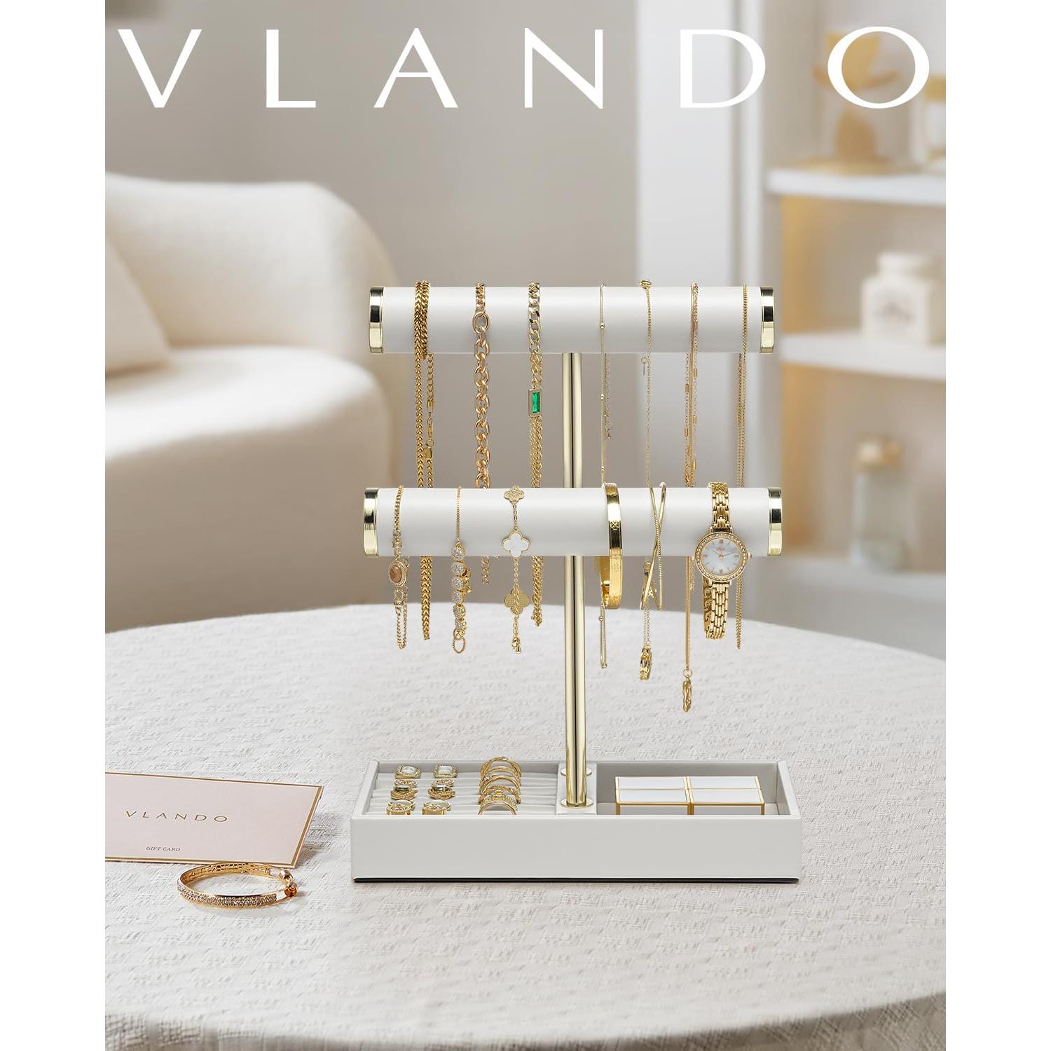 Organizador de Joyería Vlando Blanco - Soporte de Pulseras 2 Niveles