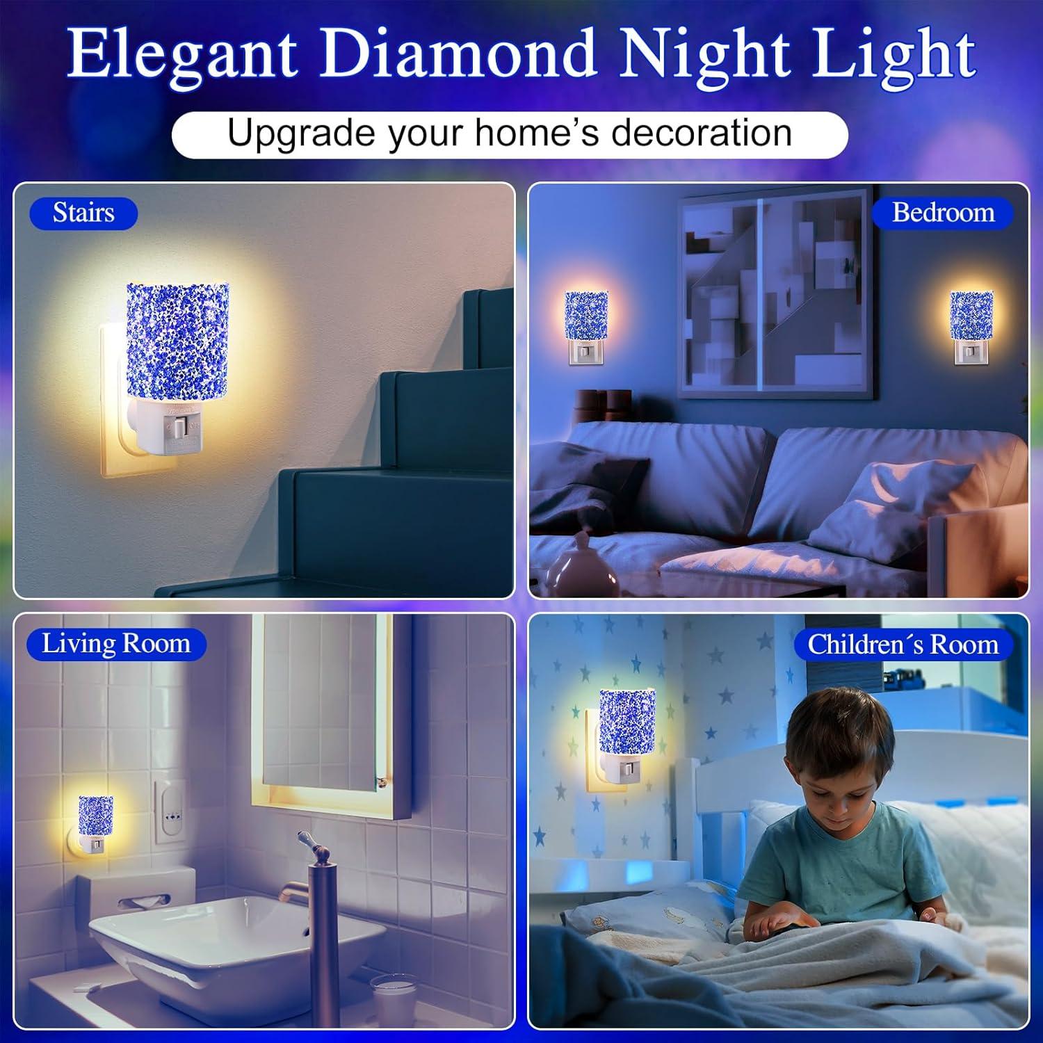 Luz Nocturna LED Hohean de Cristal Azul 7W 360° Enchufable