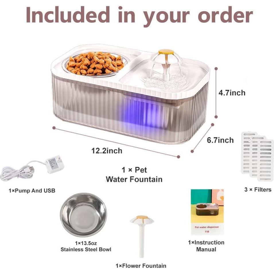 Fuente de Agua y Tazón de Comida Marchul 3L para Gatos y Perros